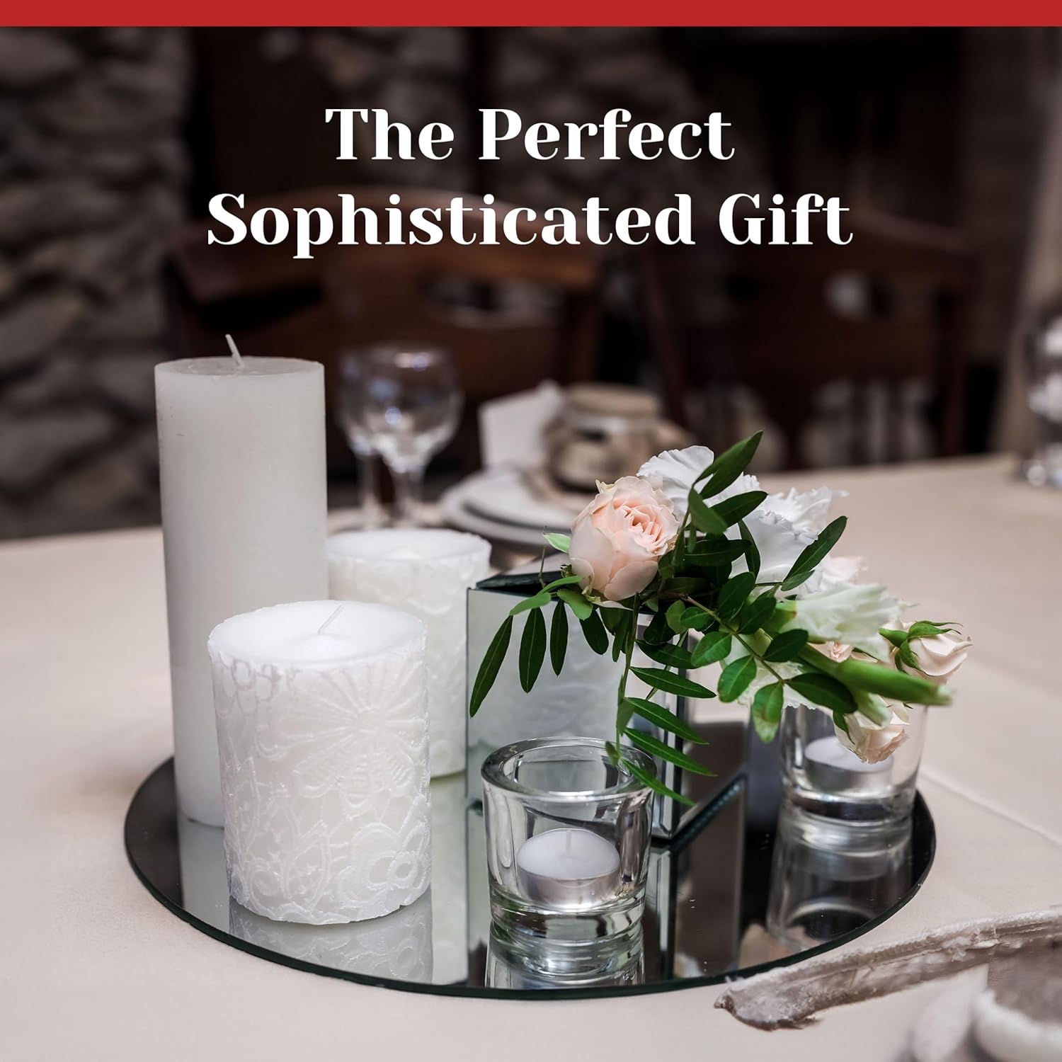 8 Inch Round Mirror Plate, Set of 12-1.5mm Thick Glass Plate Mirror Tiles w/Smooth Edges - Perfect Candle Wedding Centerpiece Table Decorations, Home Accent Wall Decor, & More - PARNOO