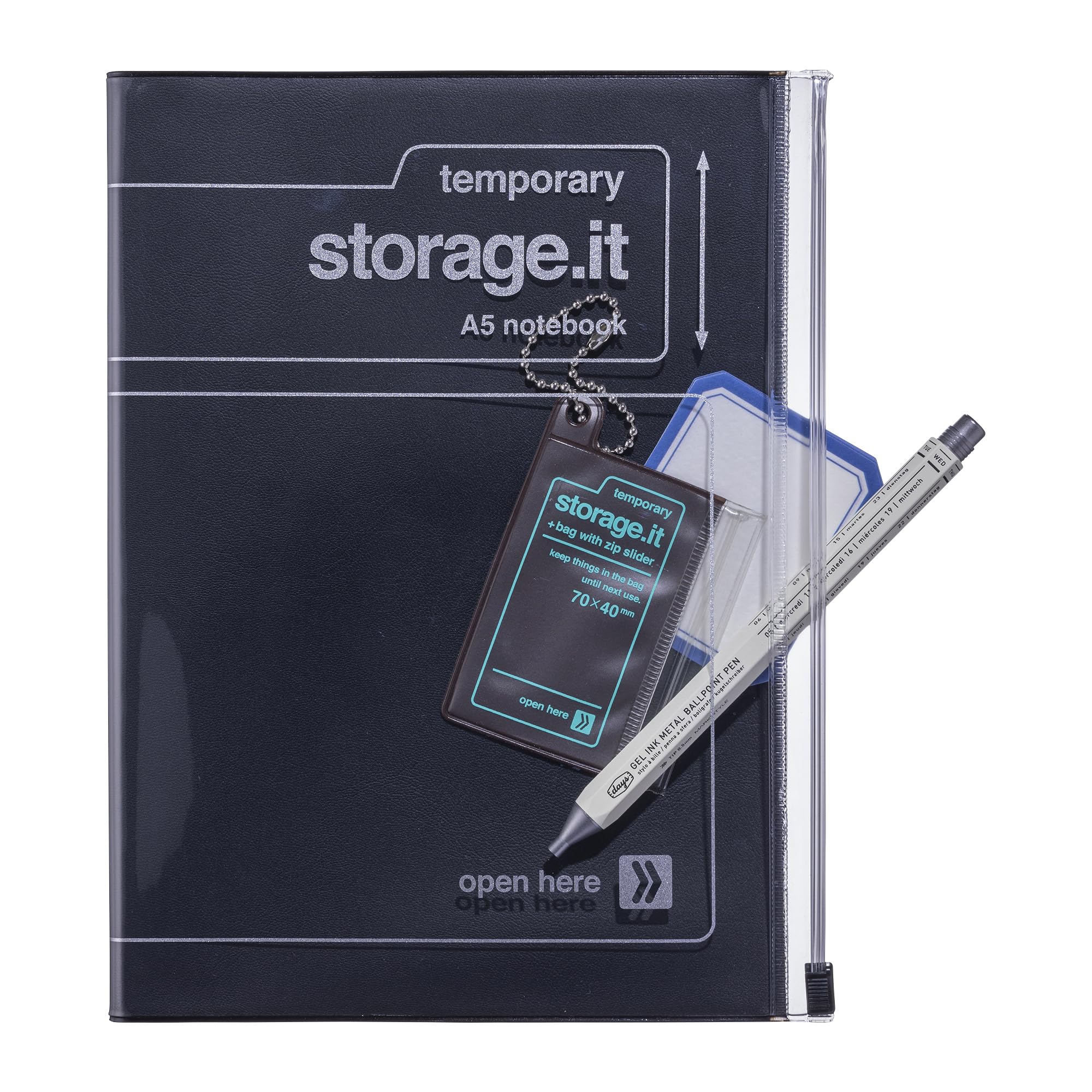 MARK'STYLE A5 Notebook & Refill Set – 5mm Dot Grid & 6mm Dotted Lines, Soft Transparent PVC Cover with Pocket for Planning, Journaling, and Note-Taking (Craft)