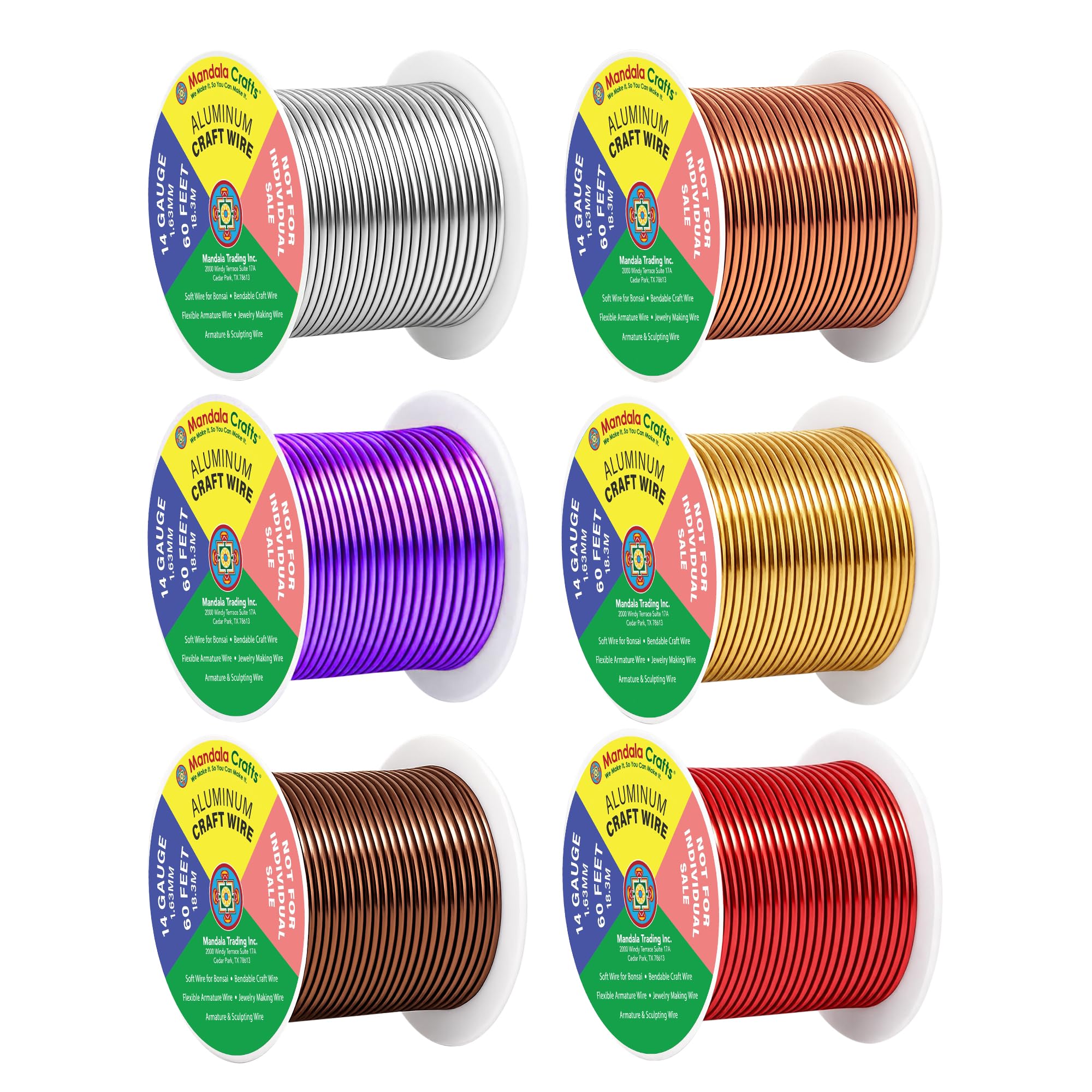 Mandala Crafts 14 GA Purple Brown Red Assorted Anodized Aluminum Craft Wire