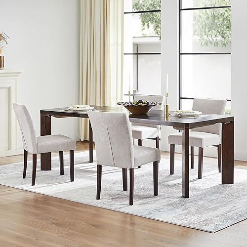 Miniatura 16 de Watson & Whitely Juego de 6 Sillas de Comedor Tapizadas, Sillas de Comedor de Tela sin Brazos con Patas de Madera Maciza y Respaldo para Cocina,