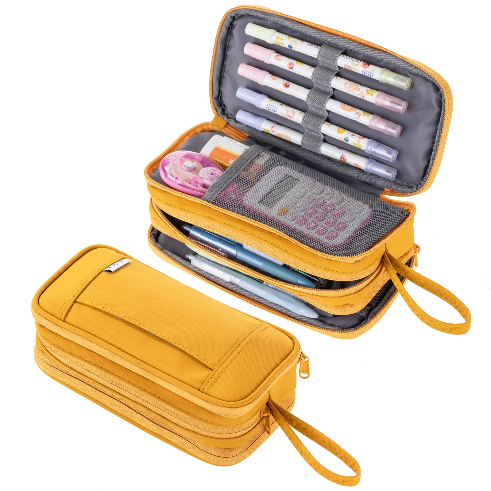 NOL Large Capacity Pencil Case Zipper Pencil Purse 3 Compartment Pencil Pouch Office Stationery Organizer Multi-functional Pencil Bag for School Girl