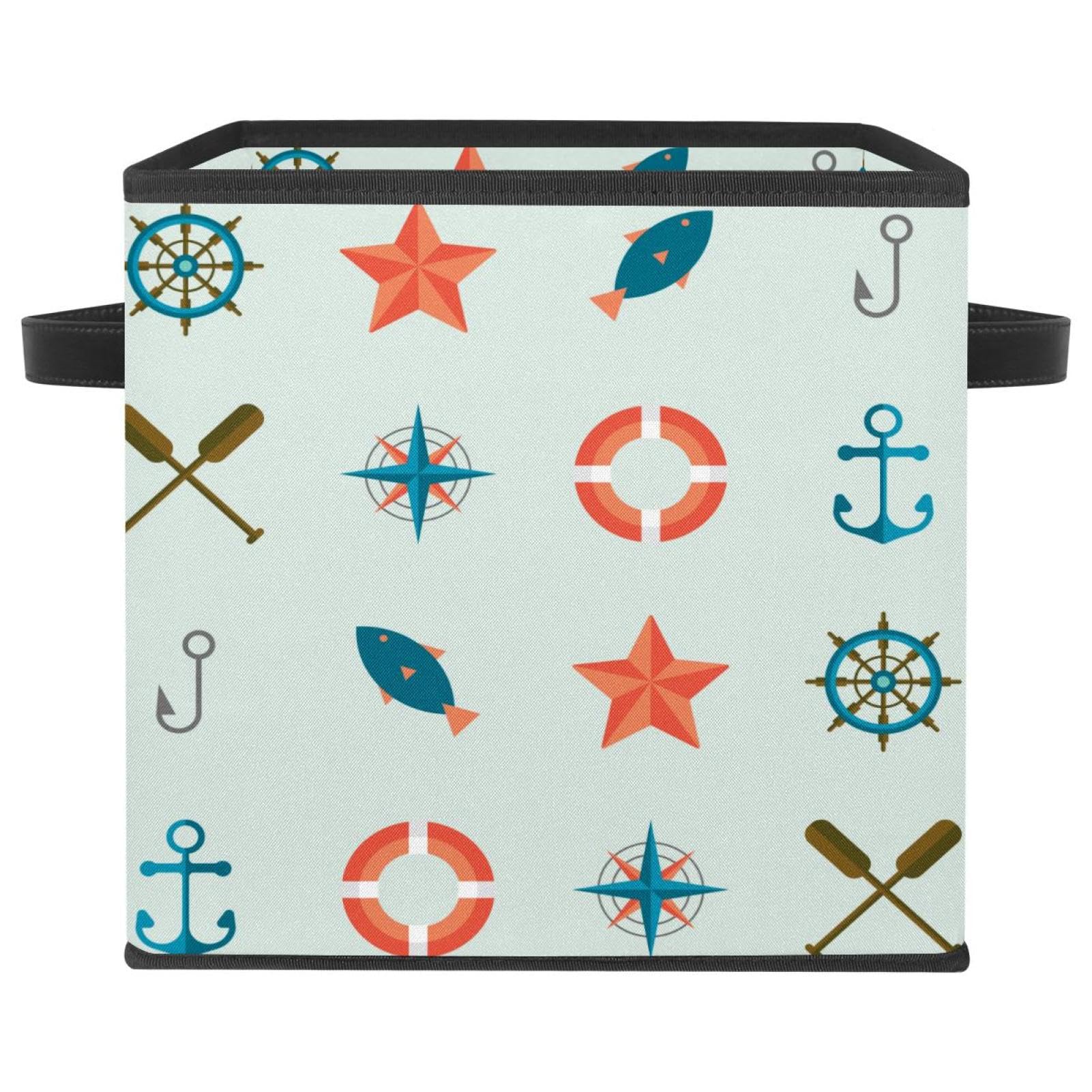 Boîte de rangement pliable en tissu cube au design marin soigné