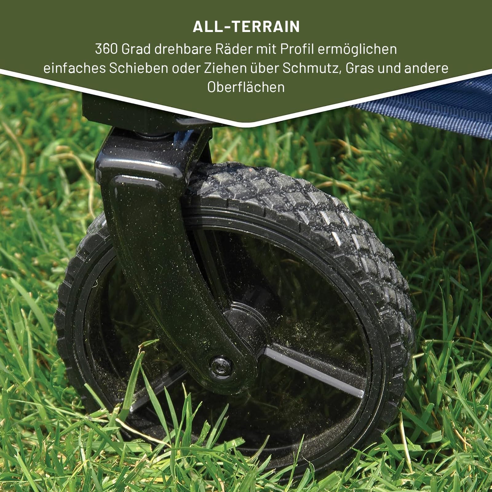 TIMBER RIDGE Heckklappe Faltbarer Klappwagen, Push-Pull-Strandwagen Faltbar, Seitentaschen, Camping, Garten, Einkaufen, 102kg Tragkraft, Blau