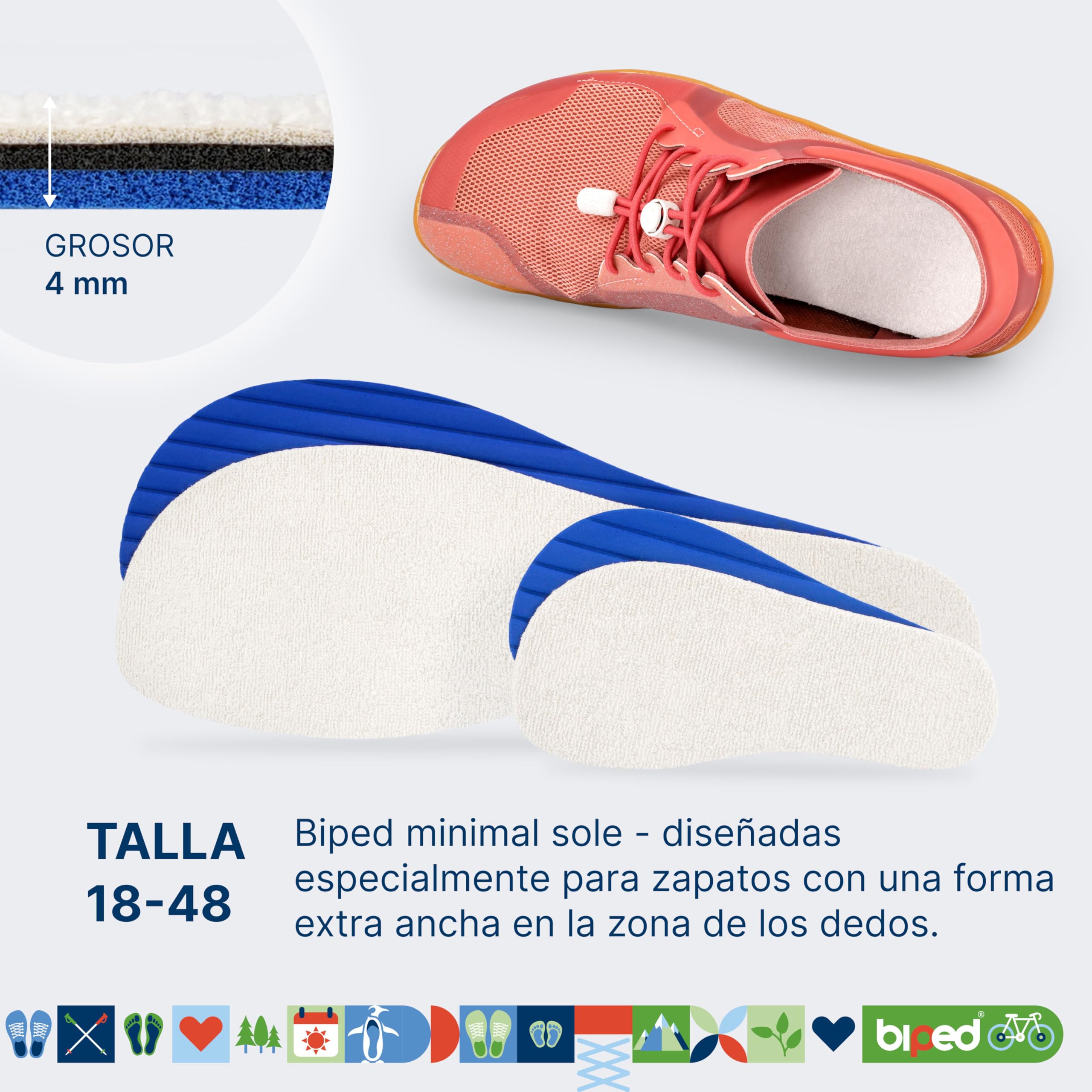 MANJARIN biped minimal sole plantillas para minimal shoes barefoot shoes algodón auténtico carbón activo 39