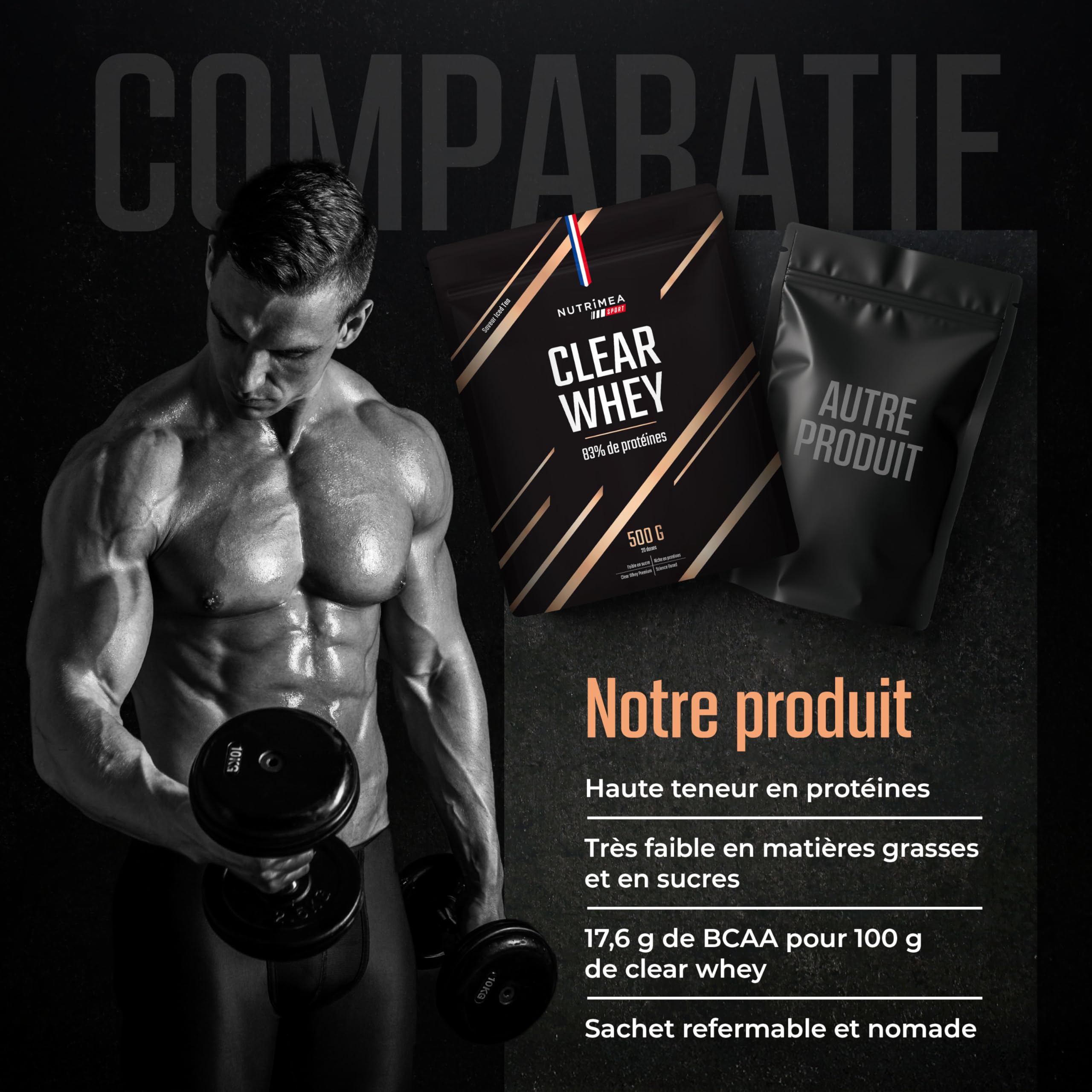 CLEAR WHEY – Whey Isolate Protein – 83% de Protéines – Performance & Récupération – Saveur Thé Glacé – 20 Portions – Nutrimea Sport - Expertise Française