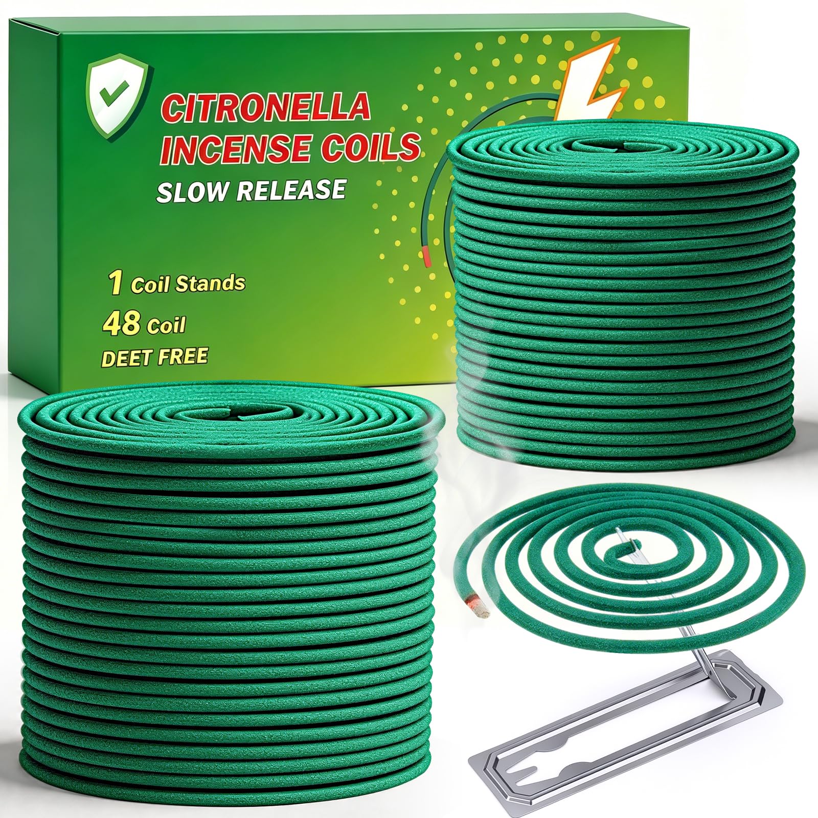 48 Stück Mückenspirale - Mückenschutz Mückenabwehr Räucherspirale Anti Mücken, Citronella Mückenspiralen Draußen für Outdoor Camping Zubehör Summer Must Haves, (24x2) Räucherspirale mit 1 Halter