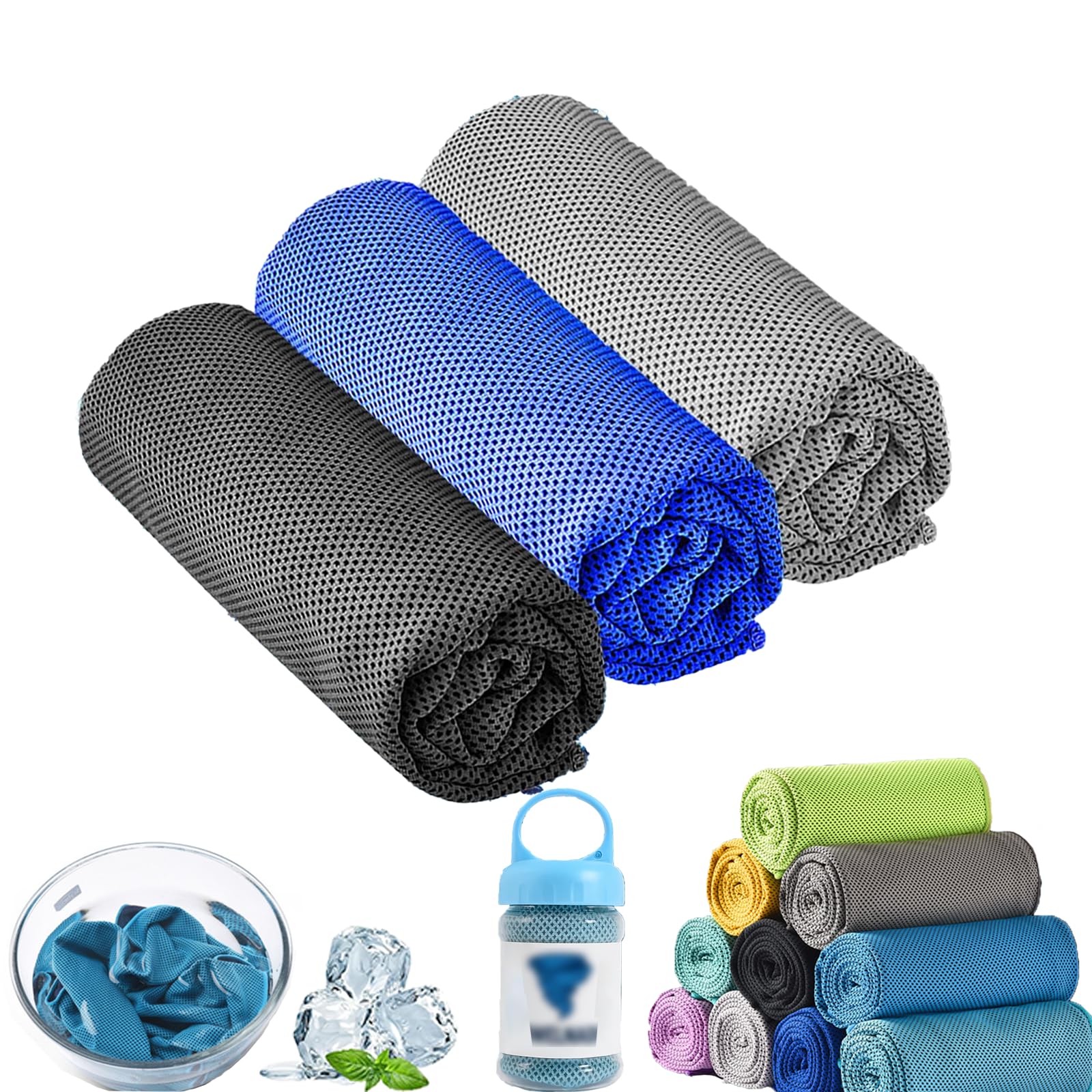 Qosneoun Towelnado Ice Towel, Towel, Microfibre Ice Towels for Neck, Hot Weather, Yoga, Golf, Gym & More Activities, Stay Cool Towels for Hot Weather, Soft Breathable, Fast Drying (3 PCS-B)