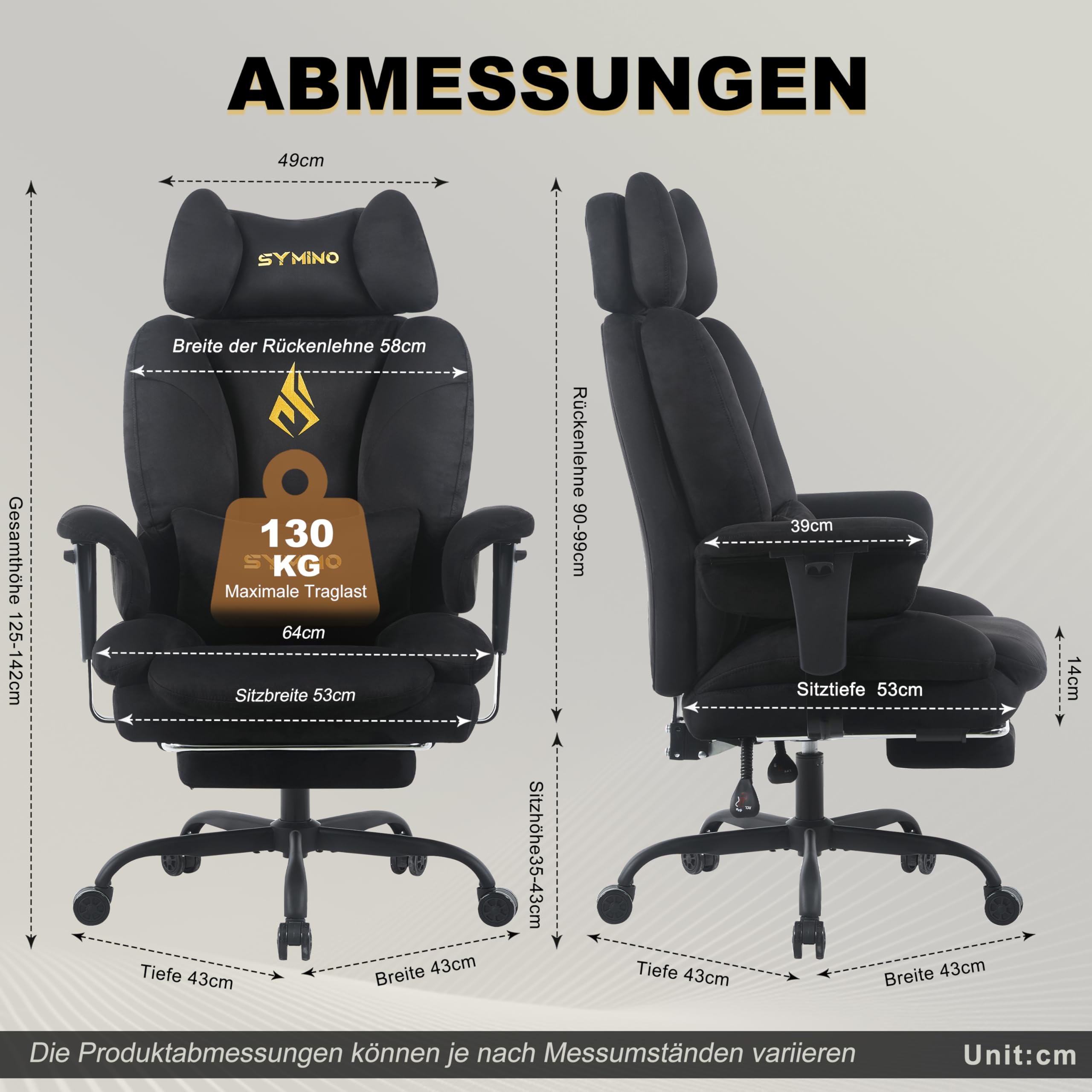 Symino Sofa-ähnliches Gaming Stuhl mit Umhüllendes Sitzerlebnis, Ergonomisch Chefsessel Bürostuhl, Wildlederimitat Schreibtischstuhl Höhenverstellbarer Office Chair Computerstuhl 130kg, Schwarz