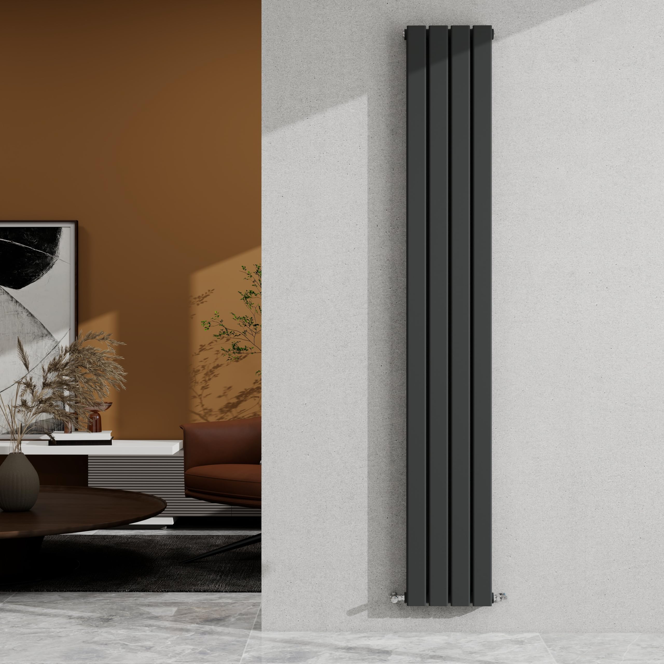Sky Bathroom Anthracite 1800×272Mm Vertical Designer Radiator Double Panel Modern Central Heating Flat Panel Rad 3268 Btu
