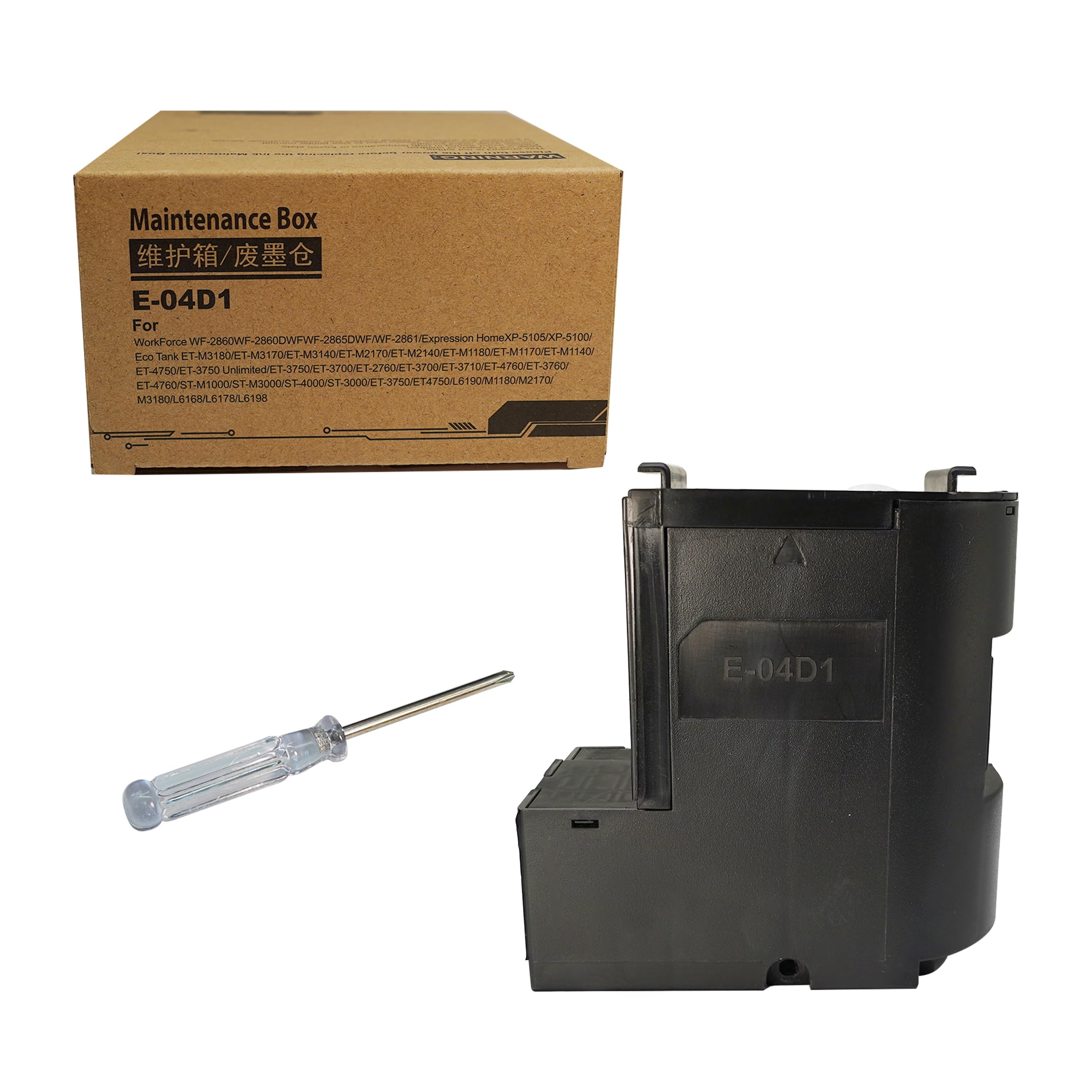 T04D1 Scatola di Manutenzione Compatibile con Epson ET-4750 ET-4760 ET-3850 ET-3750 ET-3700 ET-M2750 ET-M2140 XP-5100 XP-5105 WF-2960DWF WF-2860,Contenitore di Manutenzione T04D1 C13T04D100