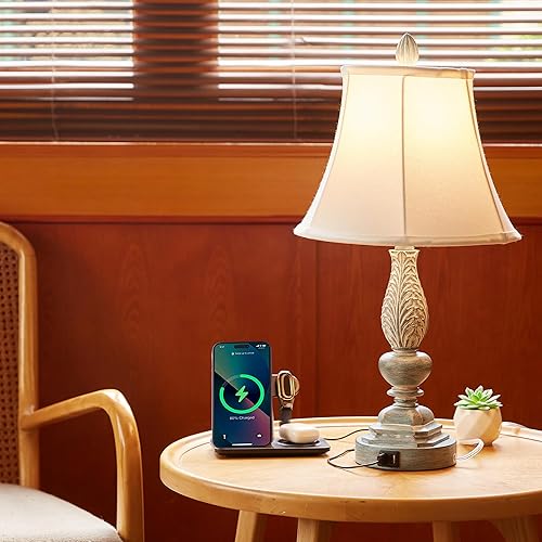 Miniatura 5 de iKopyal Juego de 2 lámparas táctiles para mesita de noche de dormitorio, lámparas de mesa de 23.5 pulgadas, lámparas de escritorio con puerto de