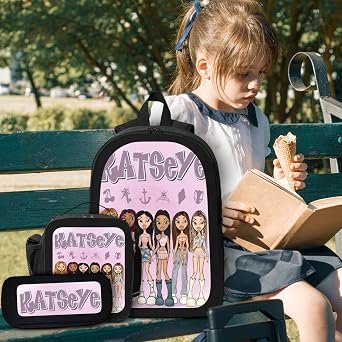 3 Pcs KATSEYE Merch, Backpack with Shoulder Bag & Pencil Case | Katseye, Kpop Idol Printed, School Bag Sets, Travel Bookbag, Lightweight, Rucksack for Fans Boys Girls