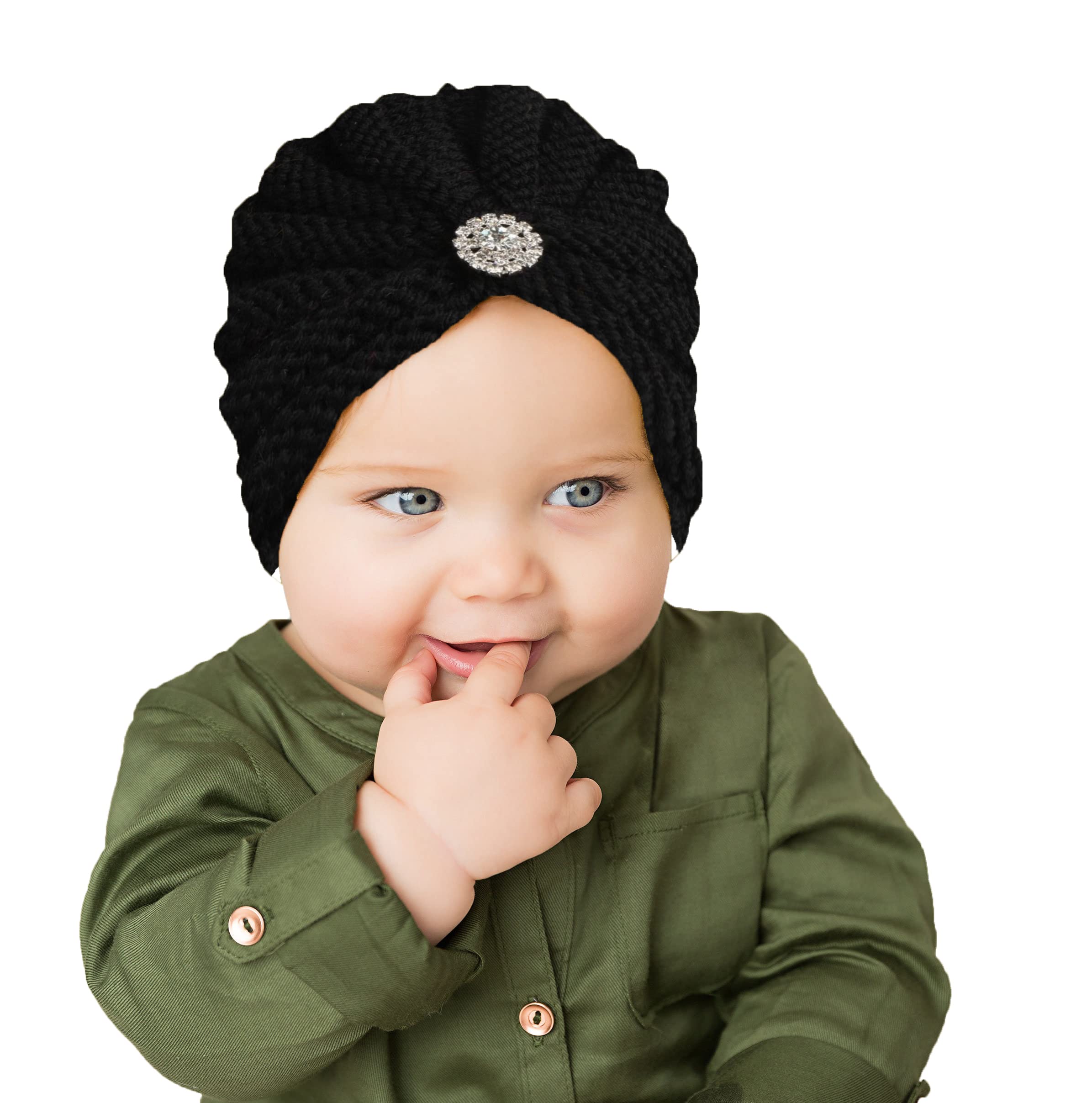 Baby Winter Knitted Hat Children RABIT Ears Warm Wool Baby Cap Bowknot Turban Cap for 0-3 Year