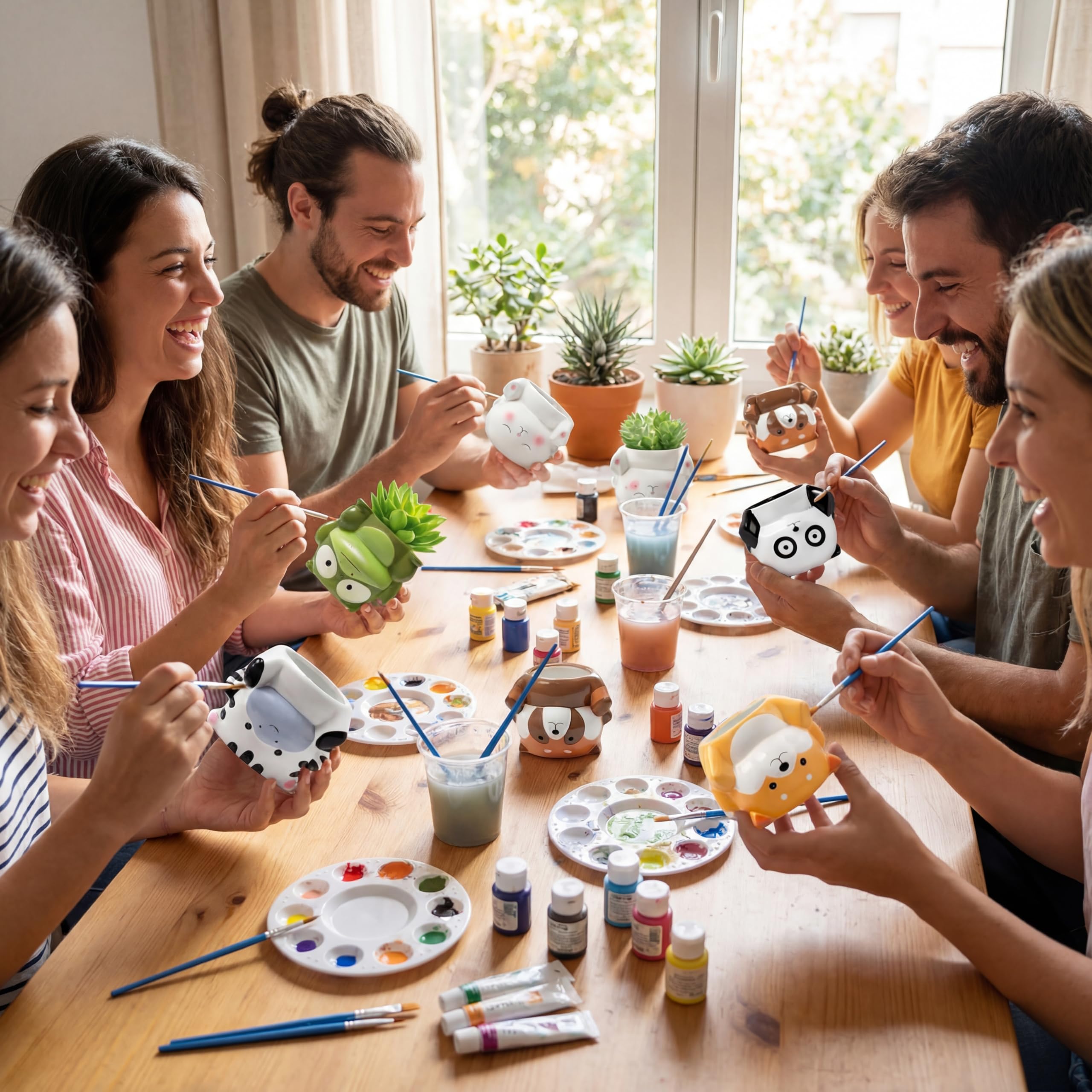 Chuangdi 6er-Set DIY-Keramik-Sukkulententöpfe zum Bemalen von