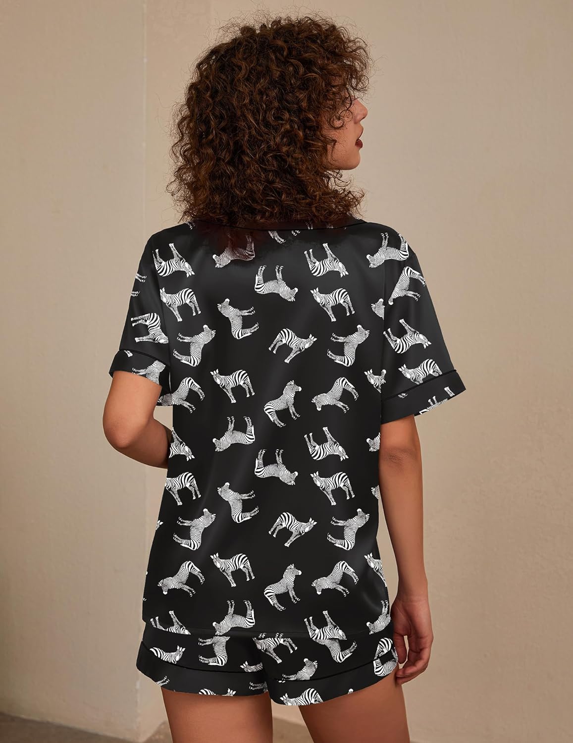 Ekouaer Silk Pajama for Women Short Sleeve Satin Pj Set Two Piece Soft Sleepwear Loungewear, S-XXL - Image 4