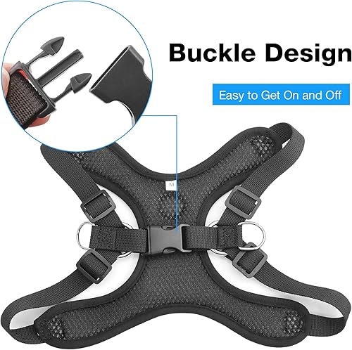 Miniatura 9 de HuggieGems Arnés ajustable para perro, chaleco y correa para perros pequeños y medianos, sin tirones, a prueba de escape, arnés reflectante fácil de