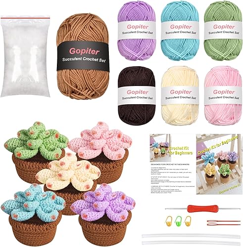 UEIEU Kit de ganchillo para principiantes, plantas de flores, kit de inicio de ganchillo, adecuado para adultos, kit de ganchillo para disponible en Yaxa Peru