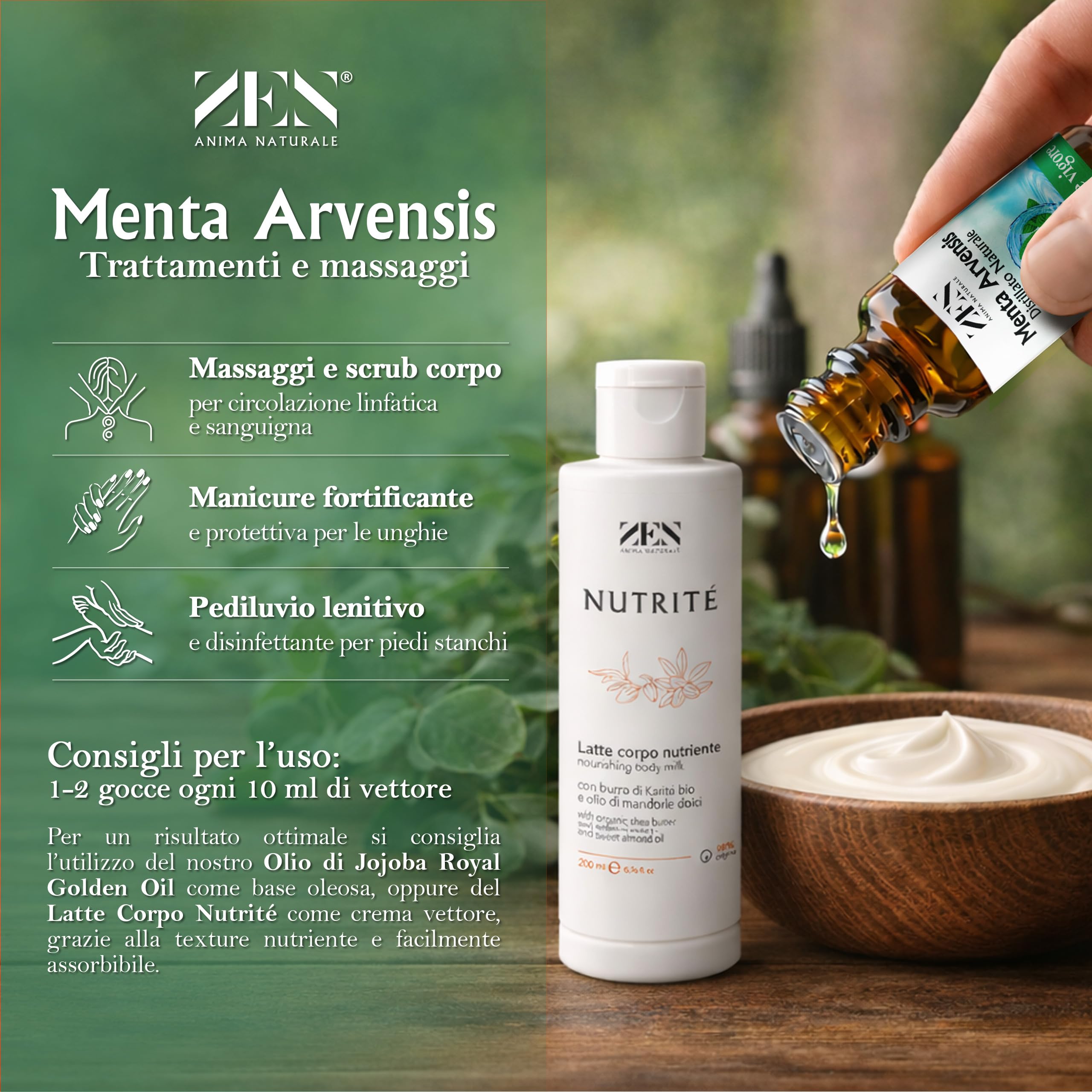 Oli Essenziali per Diffusori, Olio Essenziale per Diffusori Menta Arvensis 100 ml, 100% Puro e Naturale, Oli Essenziali Naturali per Aromaterapia e Massaggi