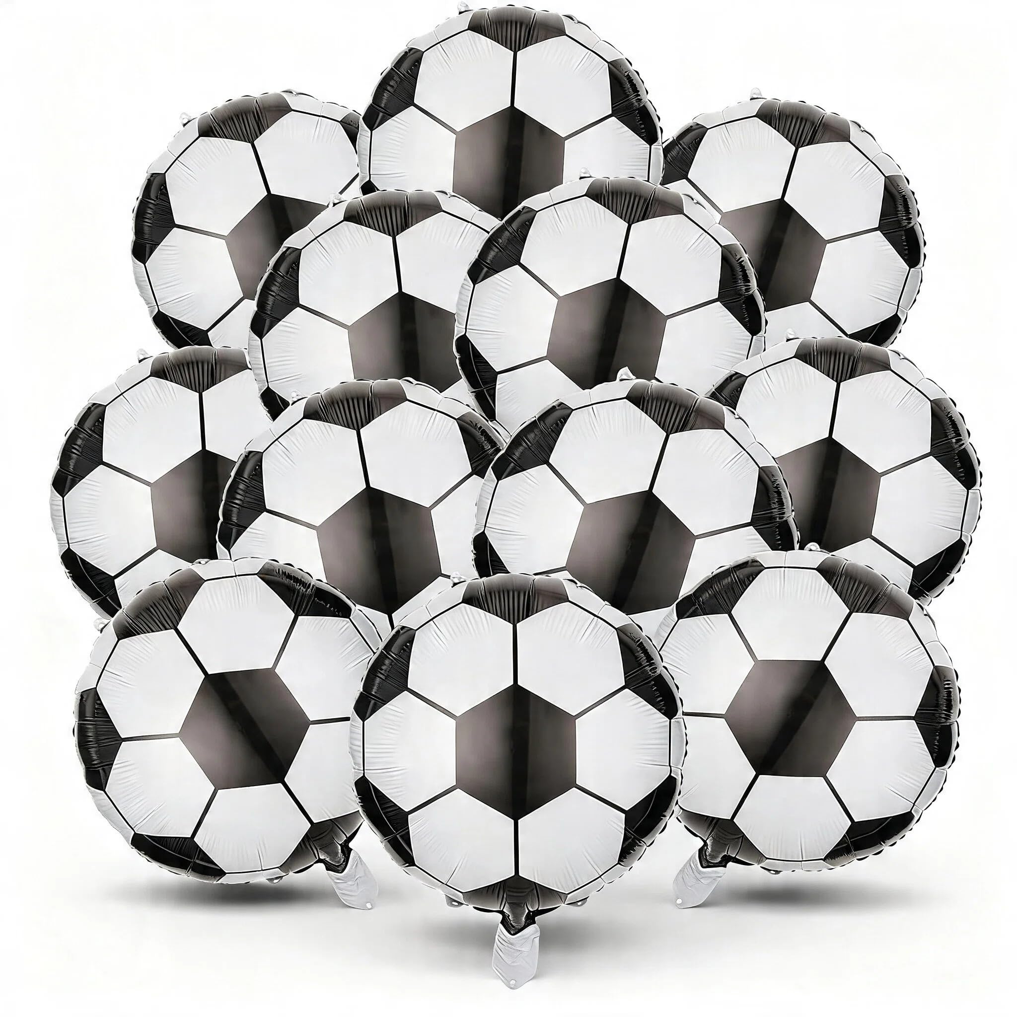 10 Pcs Football Balloons,18 inch Black and White Football Foil Balloons Soccer Balloon,Soccer Foil Balloon for Sport Theme Party Decorations Soccer Fans Birthday Supplies (18inch)