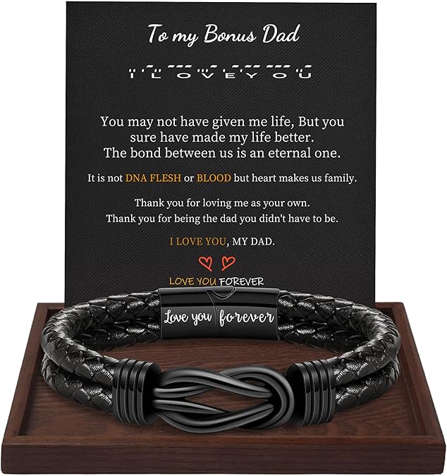 Gifts for Men Leather Bracelet Brown Braided Forever I Love You Gifts for Him Infinity Cuff Bracelets Birthday Gifts for Boyfriend Son Grandson Husband Dad Mens Fathers Day Gift