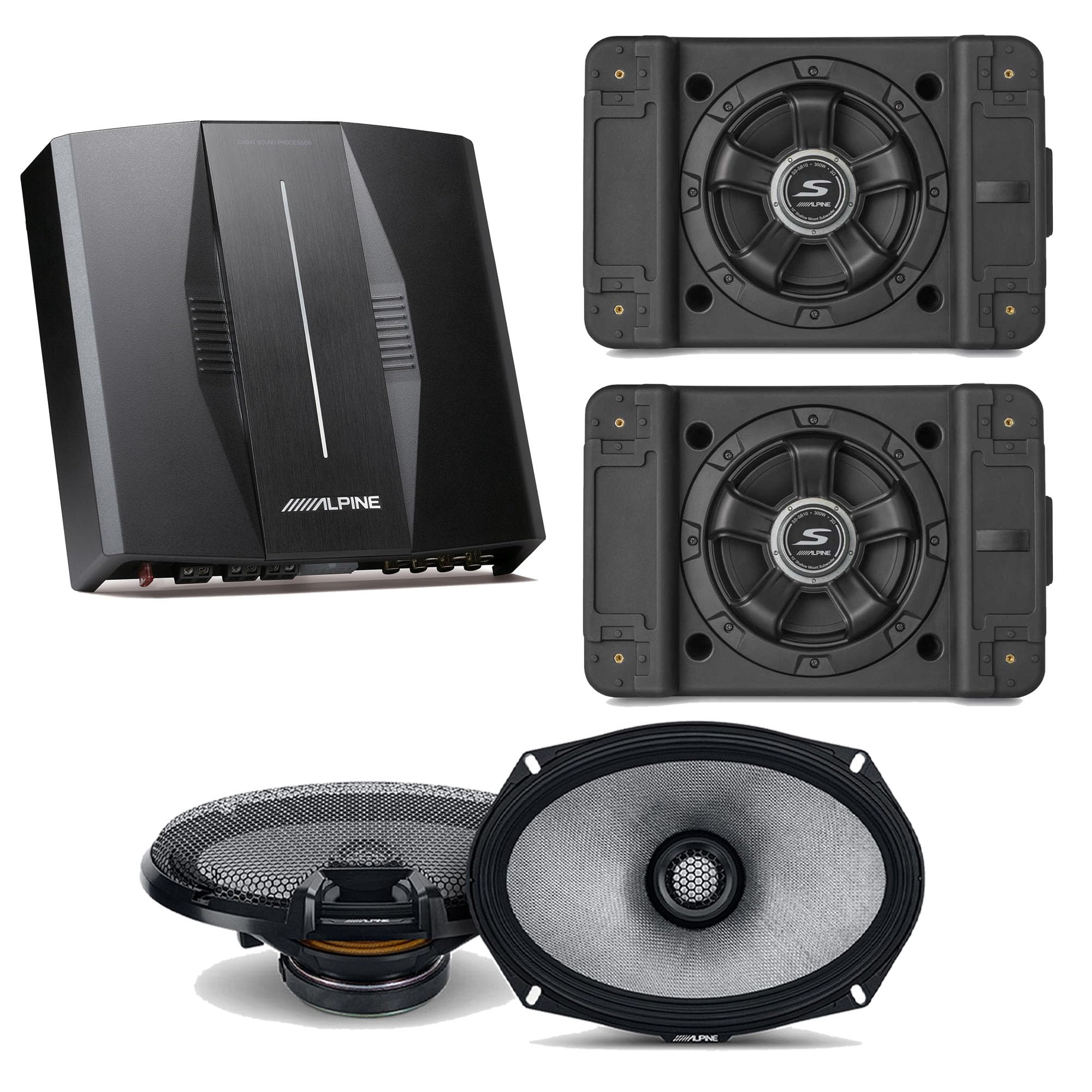 Alpine PXE-C80-88 OPTIM8 8-Channel Hi-Res Digital Sound Processor Amplifier w/ (2) SS-SB10 Subwoofer, R2-S69 Bundle