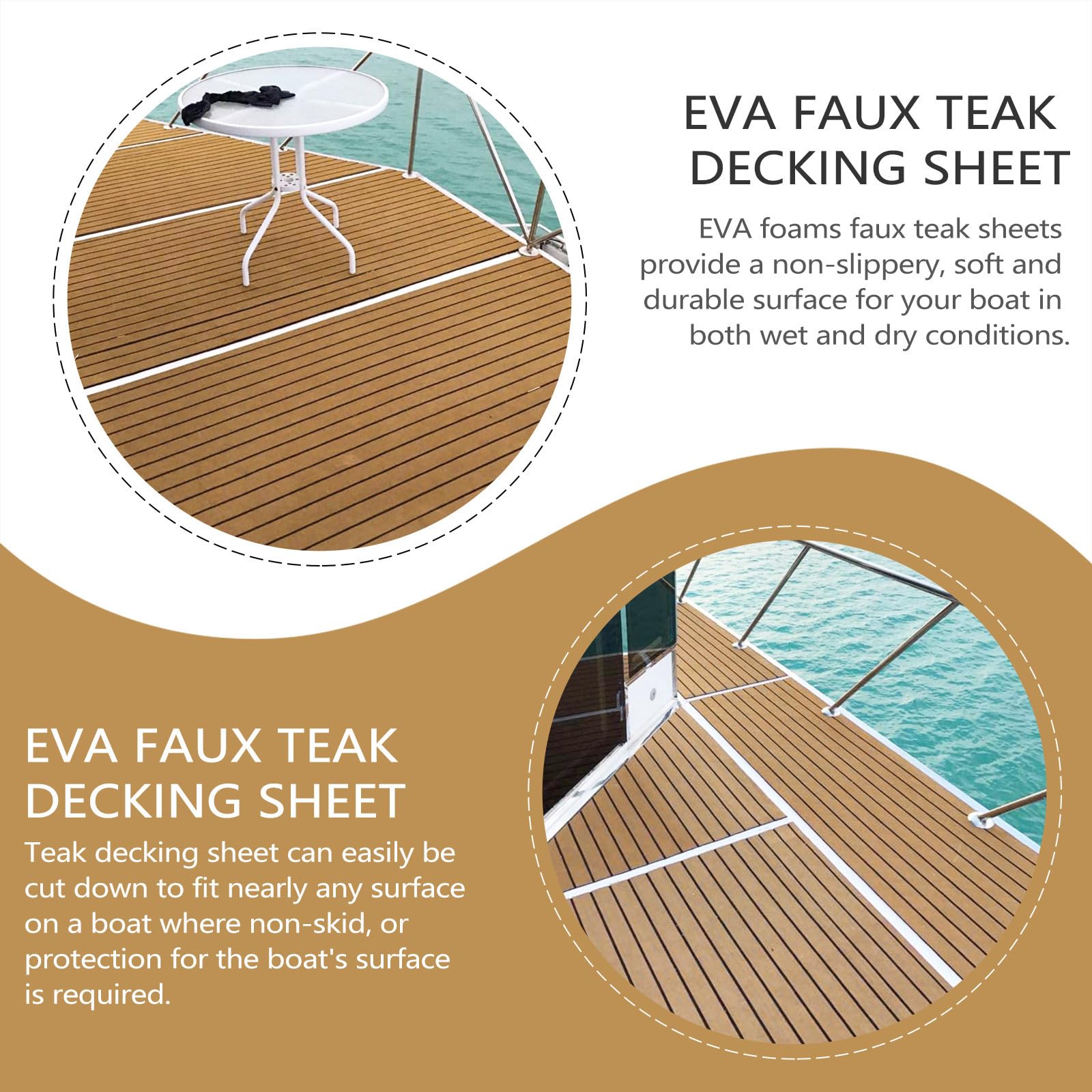 Holibanna Feuille de Terrasse en Eva Antidérapante pour Bateau, Marron