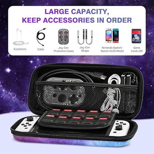 Miniatura 3 de MoKo Carrying Case for Nintendo Switch OLEDNintendo Switch, Hard Shell Portable Travel Case with 10 Game Card Slots, Gorgeous Starry Sky