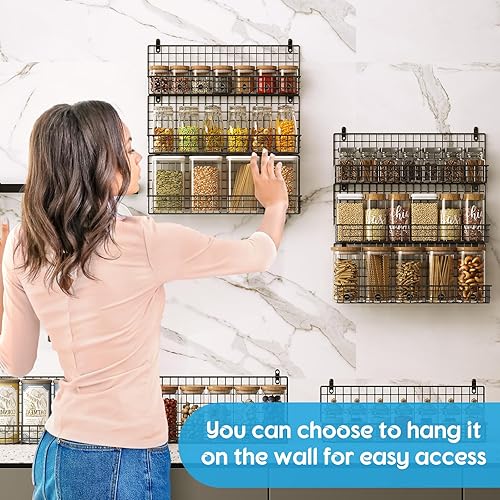 Miniatura 4 de JKsmart Organizador de especias de 9 niveles con gancho de puerta, montaje en pared y capacidad extra grande para puerta de despensa, elegante