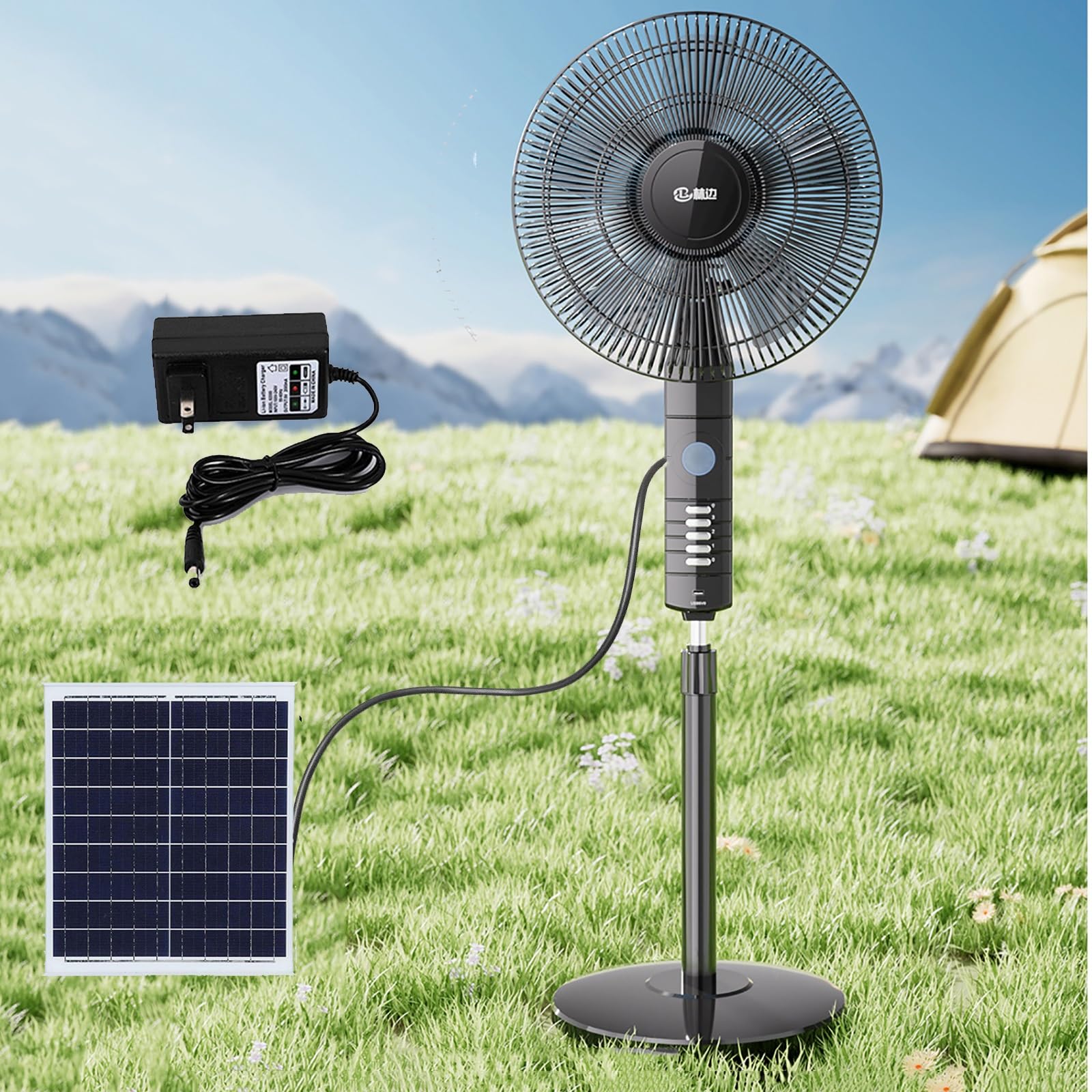 JKJZSALJ Floor Fan,Solar Fan For Greenhouse,Solar Fan For Chicken Coop,Solar Power Fans,When There Is Light,There Is Electricity,And The Photoelectric Conversion Efficien