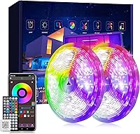Ledagic 200ft LED Strip Lights (2x100ft Rolls) - Smart App/Remote RGB Music Sync Dimmable Lights for Bedroom, Party Decor