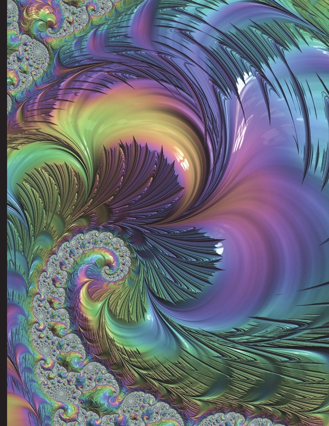 Math Notebook Cornell Notes & 4x4 Graph Paper 8.5"x11" 150 Pages: Fractal Liquid Vortex Cover Design