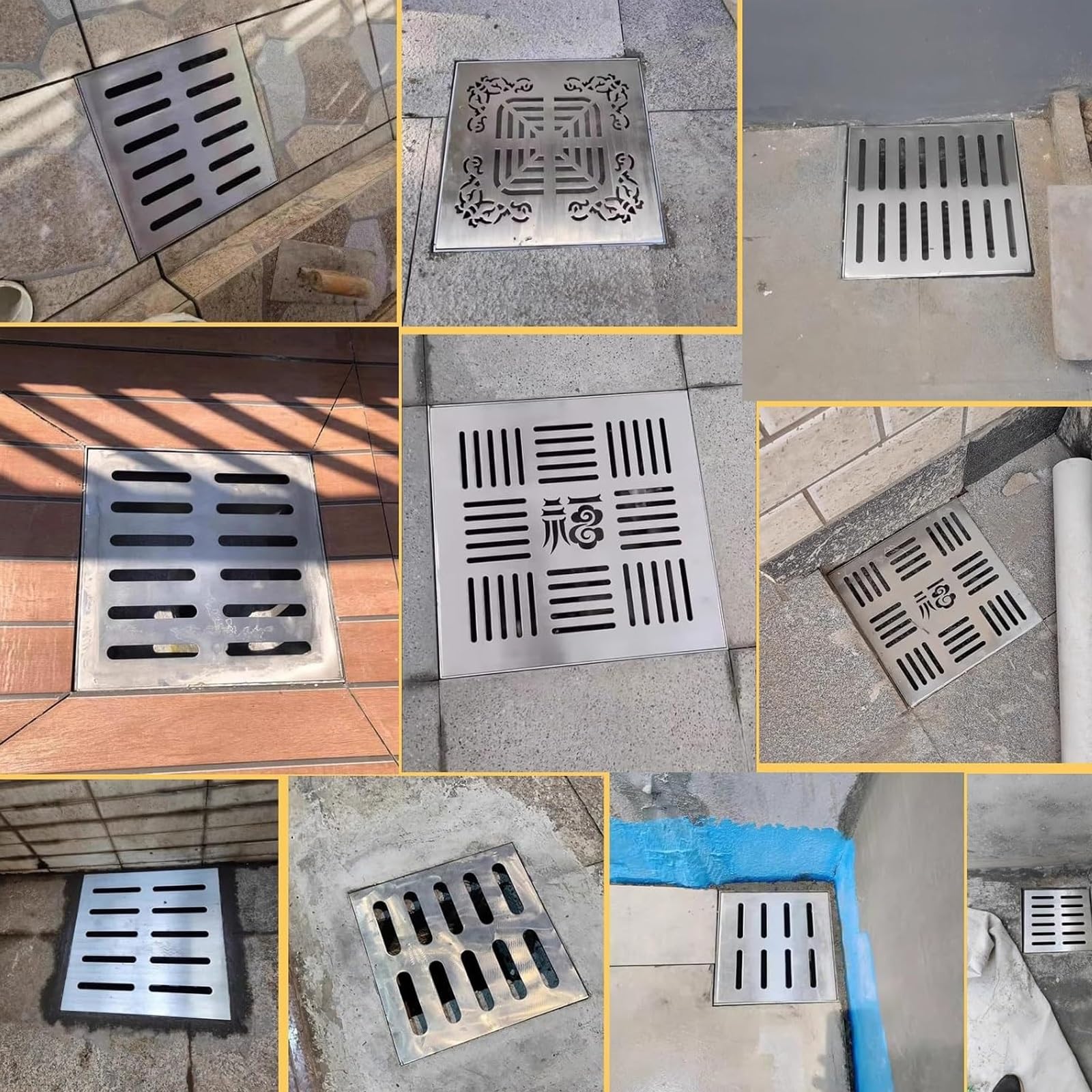 Copertura per scarico esterno, coperchio per griglia settica, griglia per acqua piovana in acciaio inossidabile 304, per cortile e pavimentazione, copertura di ispezione in metallo resistente