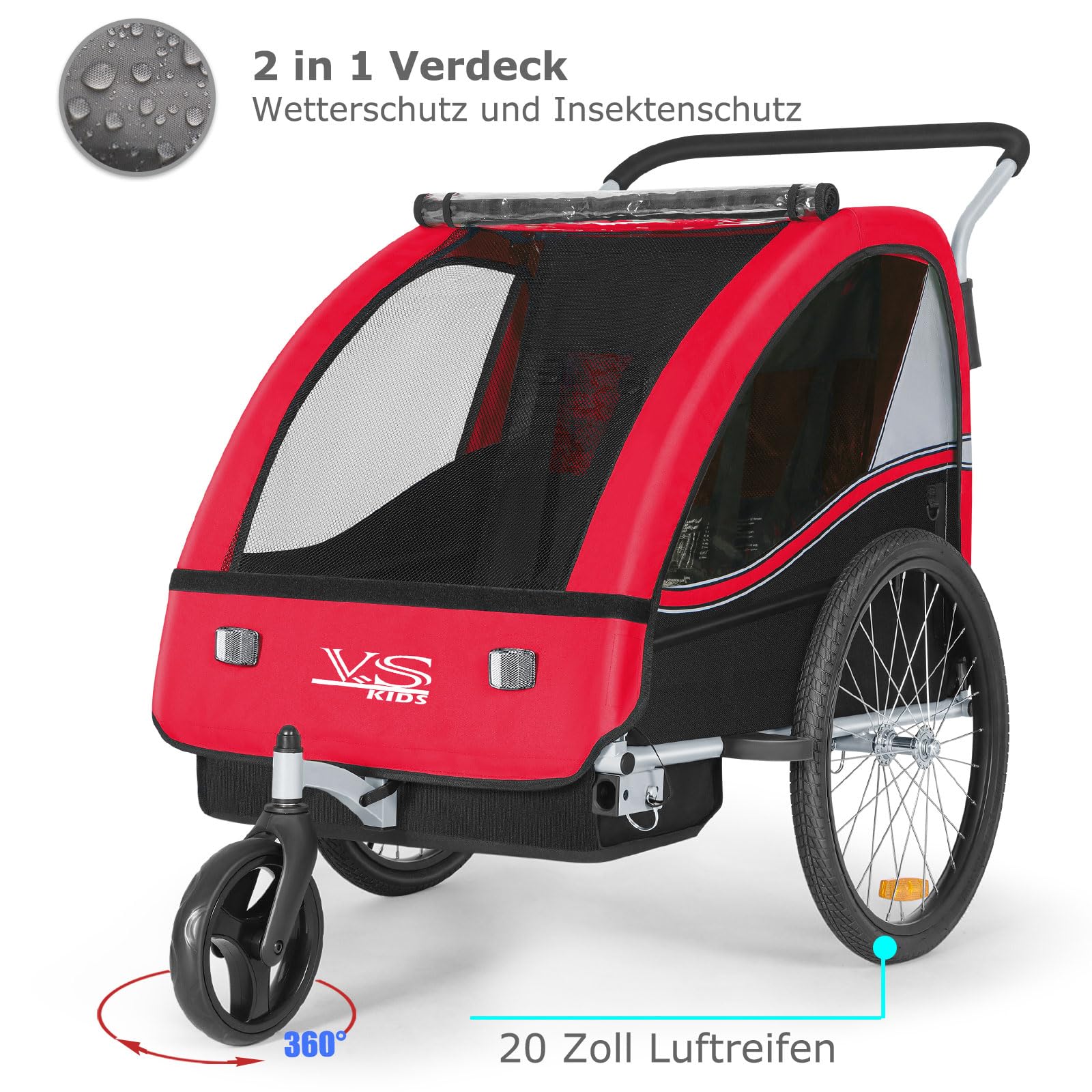 Tiggo VS 2 in 1 Kinderanhänger Fahrradanhänger Anhänger mit Buggy Set Jogger 50202