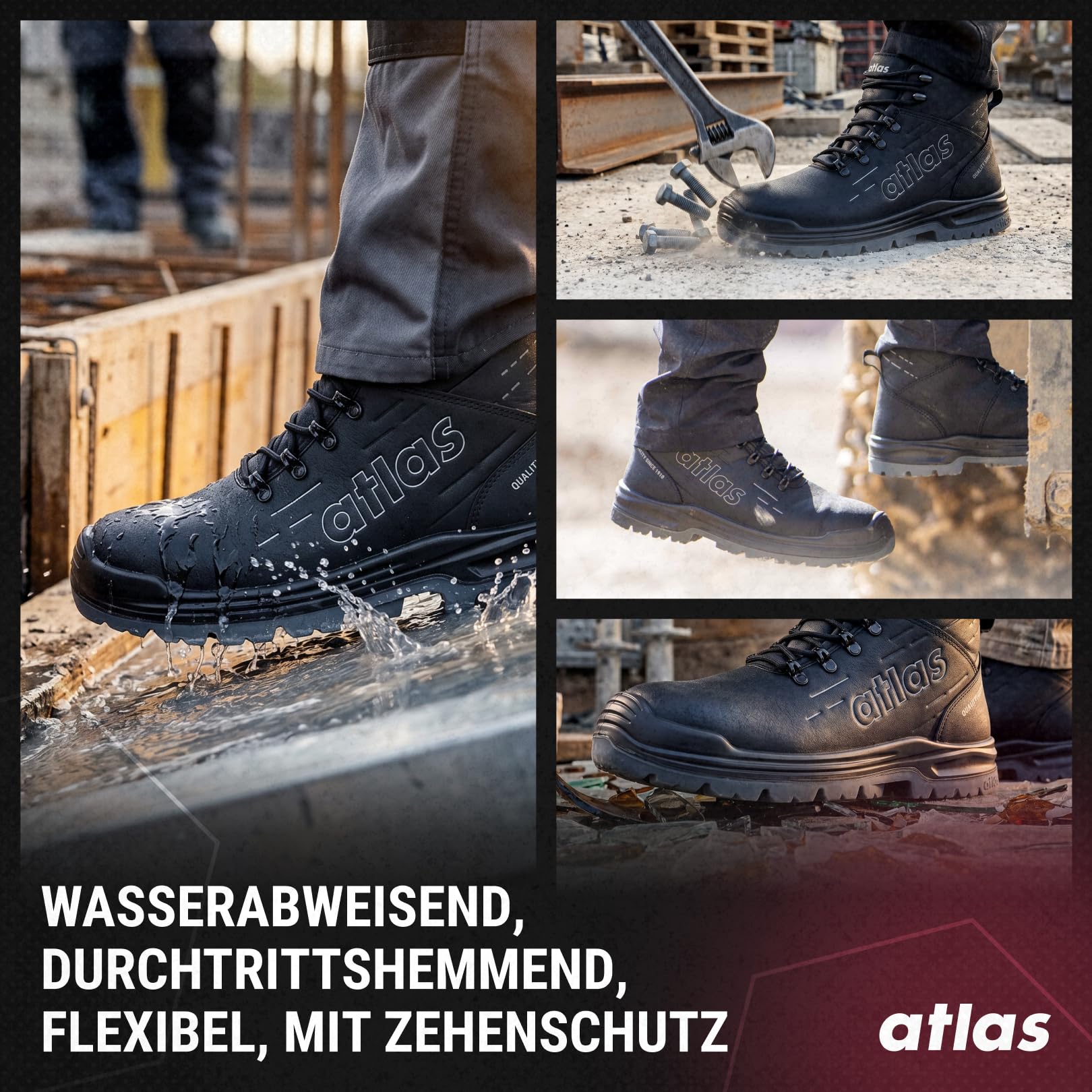 Atlas MAX 500 PRO S3S Sicherheitsschuh Weite 10, Stahlkappe, XP Durchtrittschutz, wasserdicht, rutschhemmend, BAU & Outdoor, ProTraX