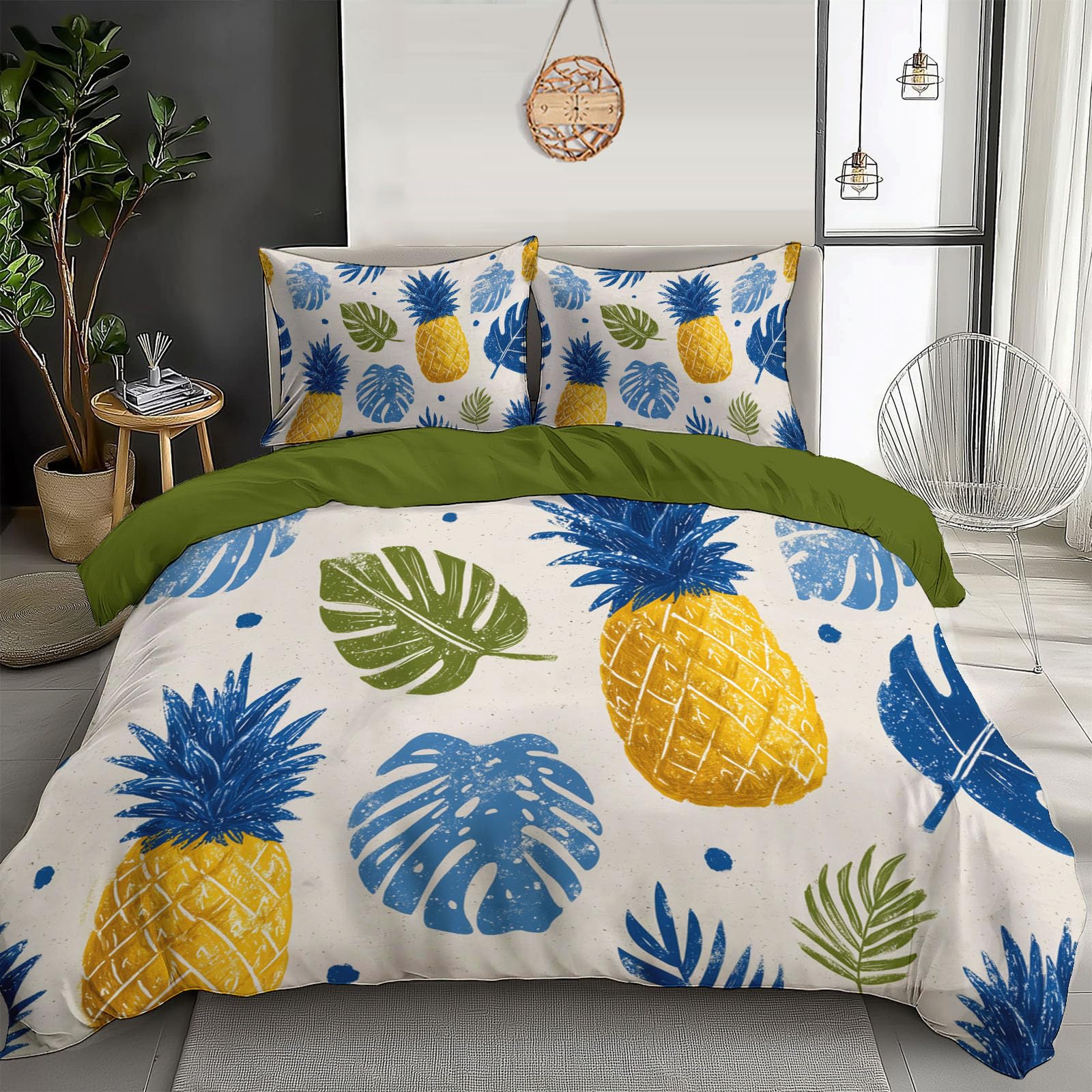 Housse de Couette 200x200cm Ensemble de Literie 3 Pcs Microfibre