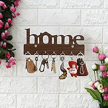 Premium Wooden Key Holder for Home Decor (7 Hooks, 29 cm x 13.5 cm x 0.4 cm, MDF Brown) | Stylish Wall Mounted Key Hanger | Keychain Organizer for Wall (Home)