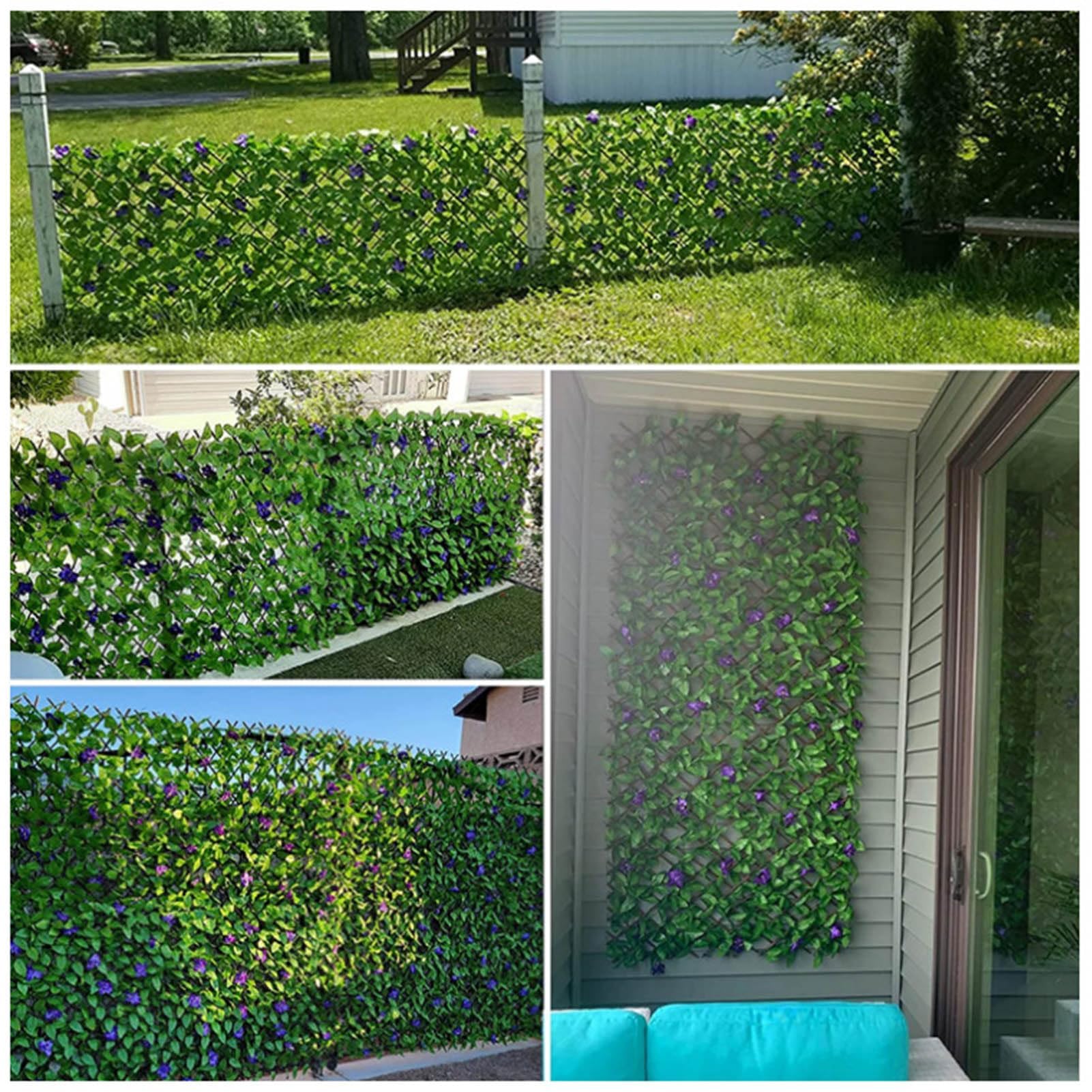 Rozszerzalne ogrodzenie ze sztucznego bluszczu, 200 x 40 cm, sztuczny bluszcz, na balkon i patio, panel ogrodzeniowy z żywicy UV, rozciągliwy, ochrona przed wzrokiem, 200 x 40 cm, 2 szt
