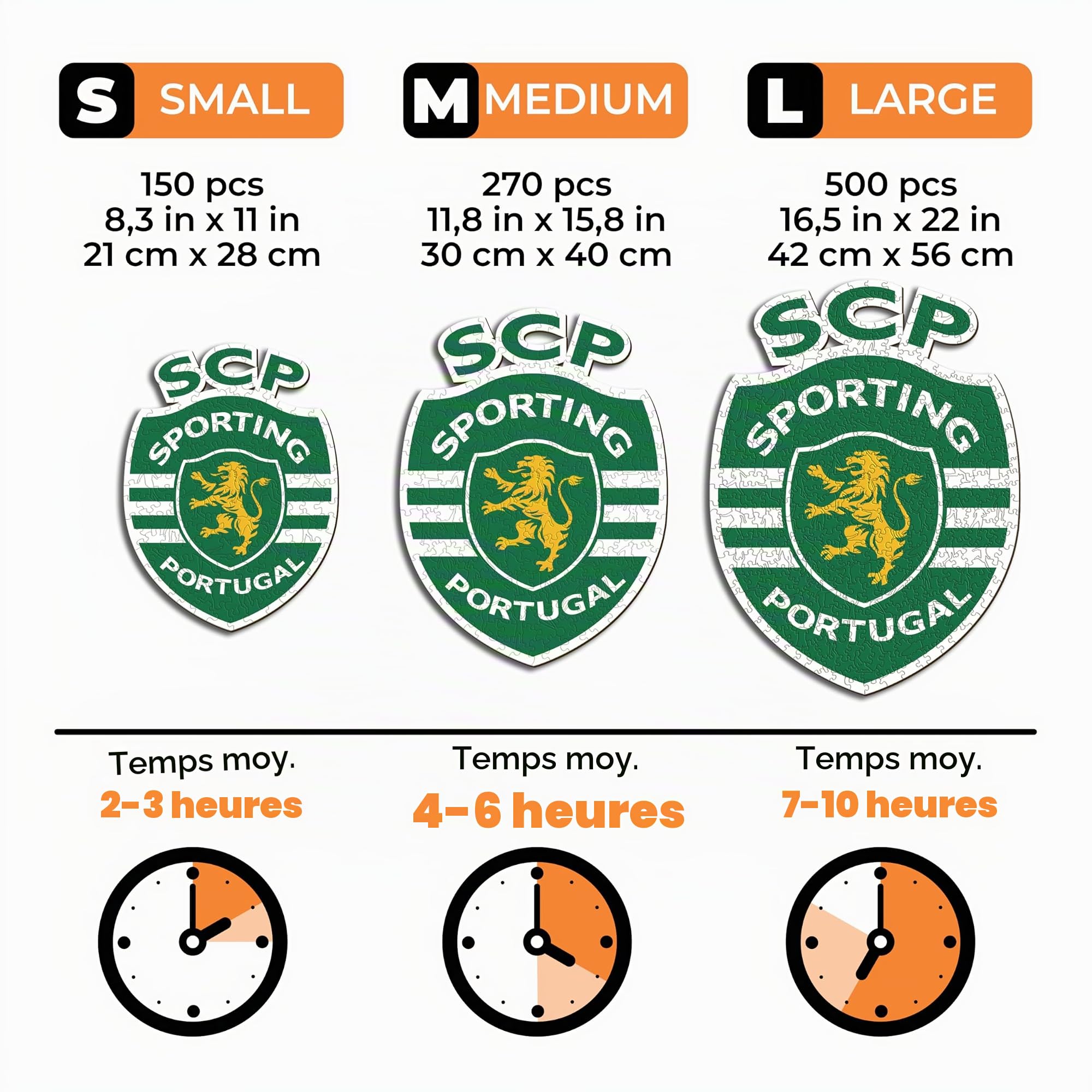 Iconic Puzzles - Sporting CP, Logo, Puzzle en Bois sous Licence Officielle, 100% Durable, Cadeau pour Adultes et Enfants, Taille S, 150 pièces