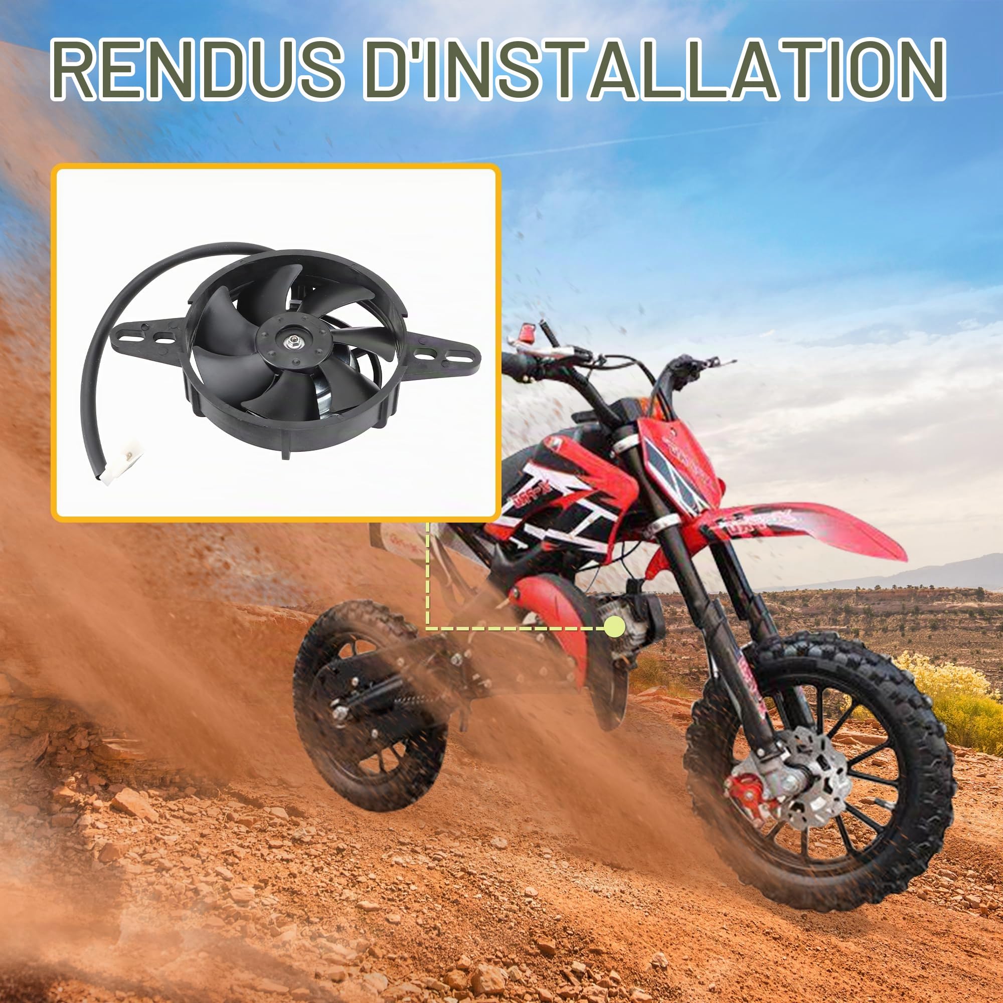 GOOFIT Radiateur Ventilateur de Refroidissement Moto Modification Accessoires Remplacement pour 150-250cc ATV UTV Buggy