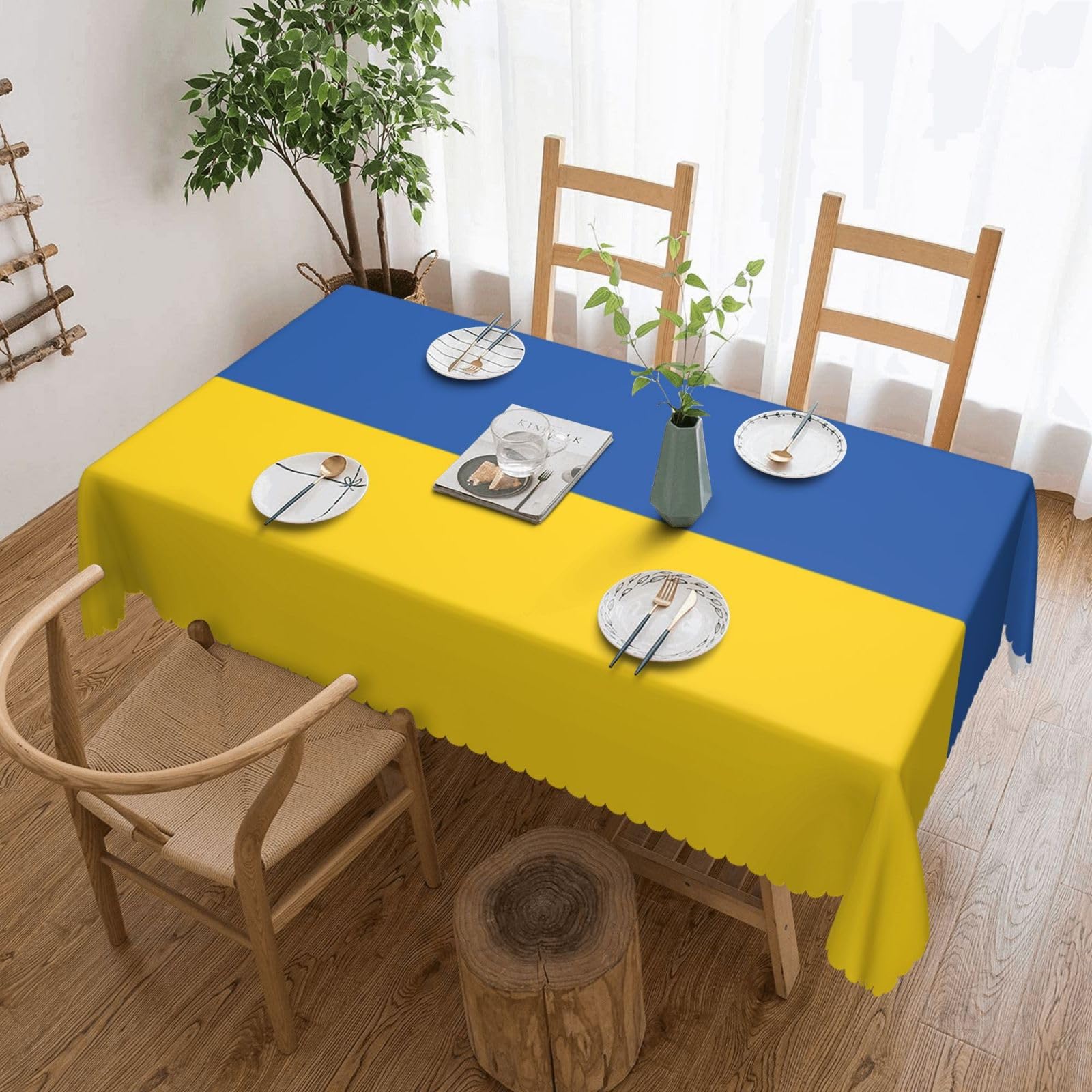 Nappe rectangulaire drapeau Ukraine en tissu lavable pour table basse