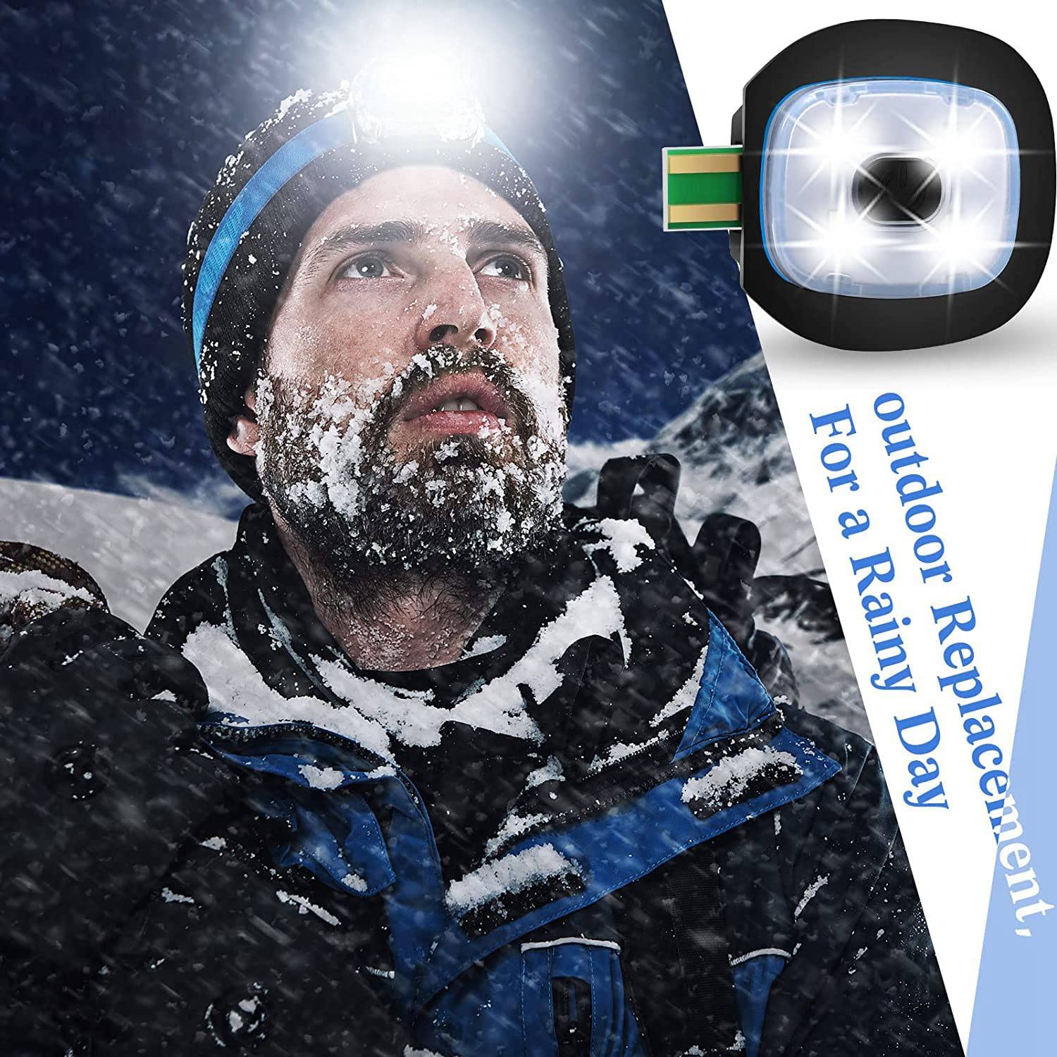 2 pezzi USB ricaricabile per beanie a LED, sostituibile per fai da te luce per uomini e donne