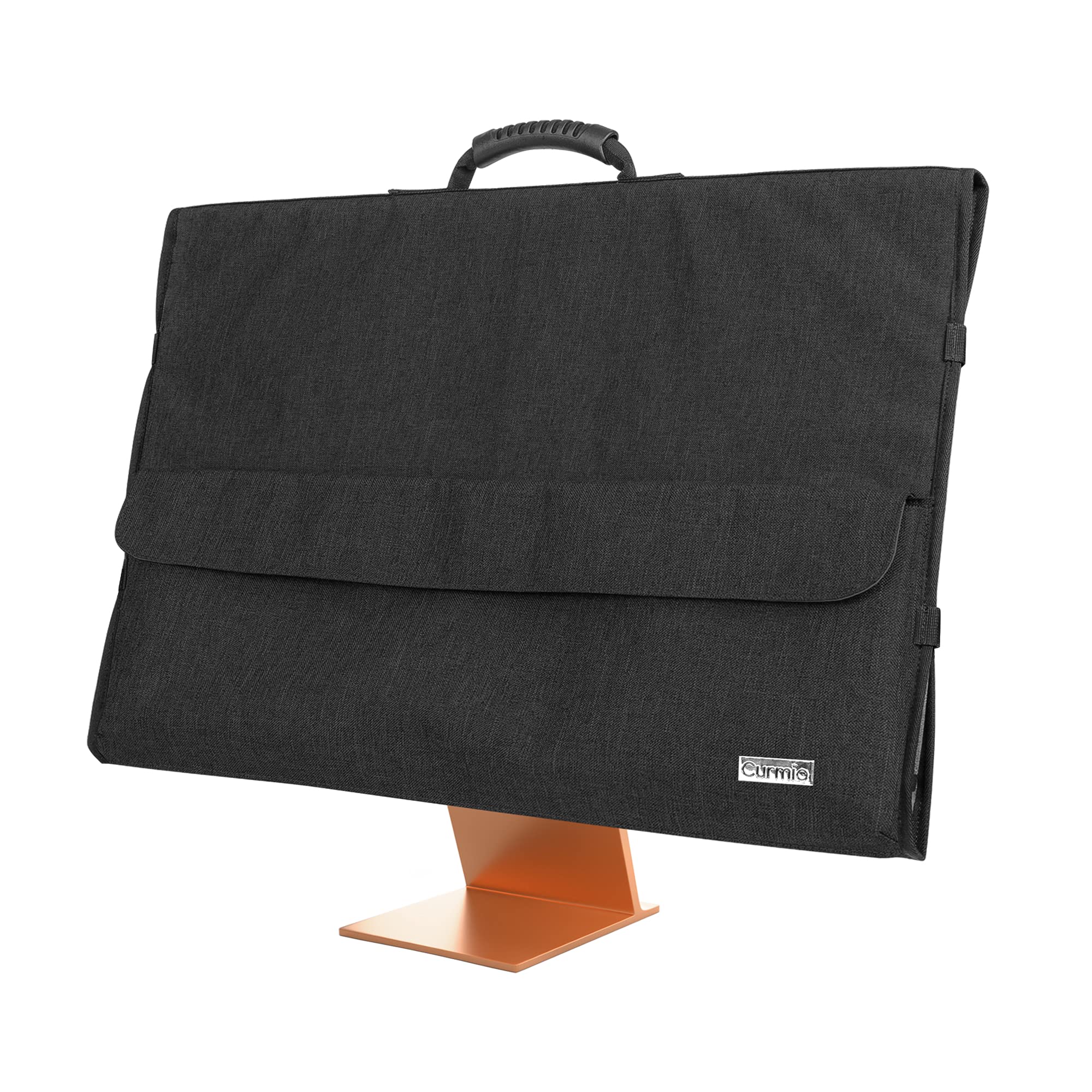 CURMIO Borsa da Viaggio per Computer Desktop Apple iMac da 24", Copertura Antipolvere per Schermo del Computer con Manico in Gomma e Tasche, Nero (in Attesa di Brevetto)