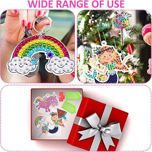 Miniatura 7 de 27 piezas de arte de pintura de diamantes para niños kits de pintura de diamantes de unicornio sirena delfín calcomanías de diamante atrapasoles con