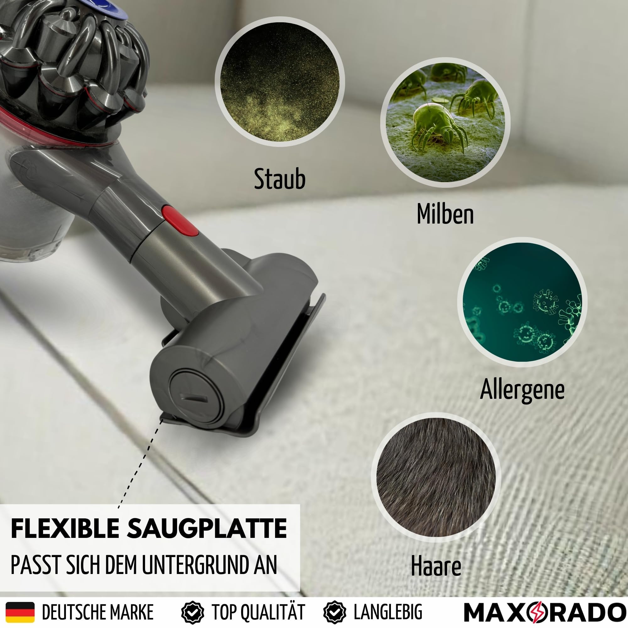 Pezzo di ricambio per Dyson NEW Mini bocchetta turbo V7 V8 V10 V11 V15 spazzola elettrica per turbina, polvere, peli di animali, bocchetta per materasso, acari per auto, sedili letto, divano