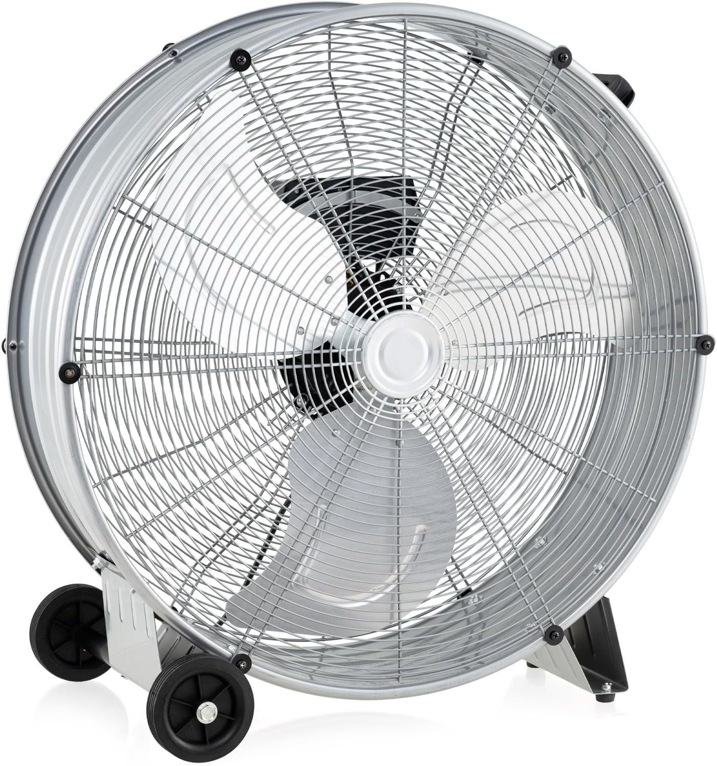 COSTWAY Ventilatore da Terra Industriale a 3 Velocità con Pale in Alluminio, Ventilatore a Piantana Potente ad Alta Velocità su Ruote in Gomma, 180W Max, 65x37x67 cm (Argento)