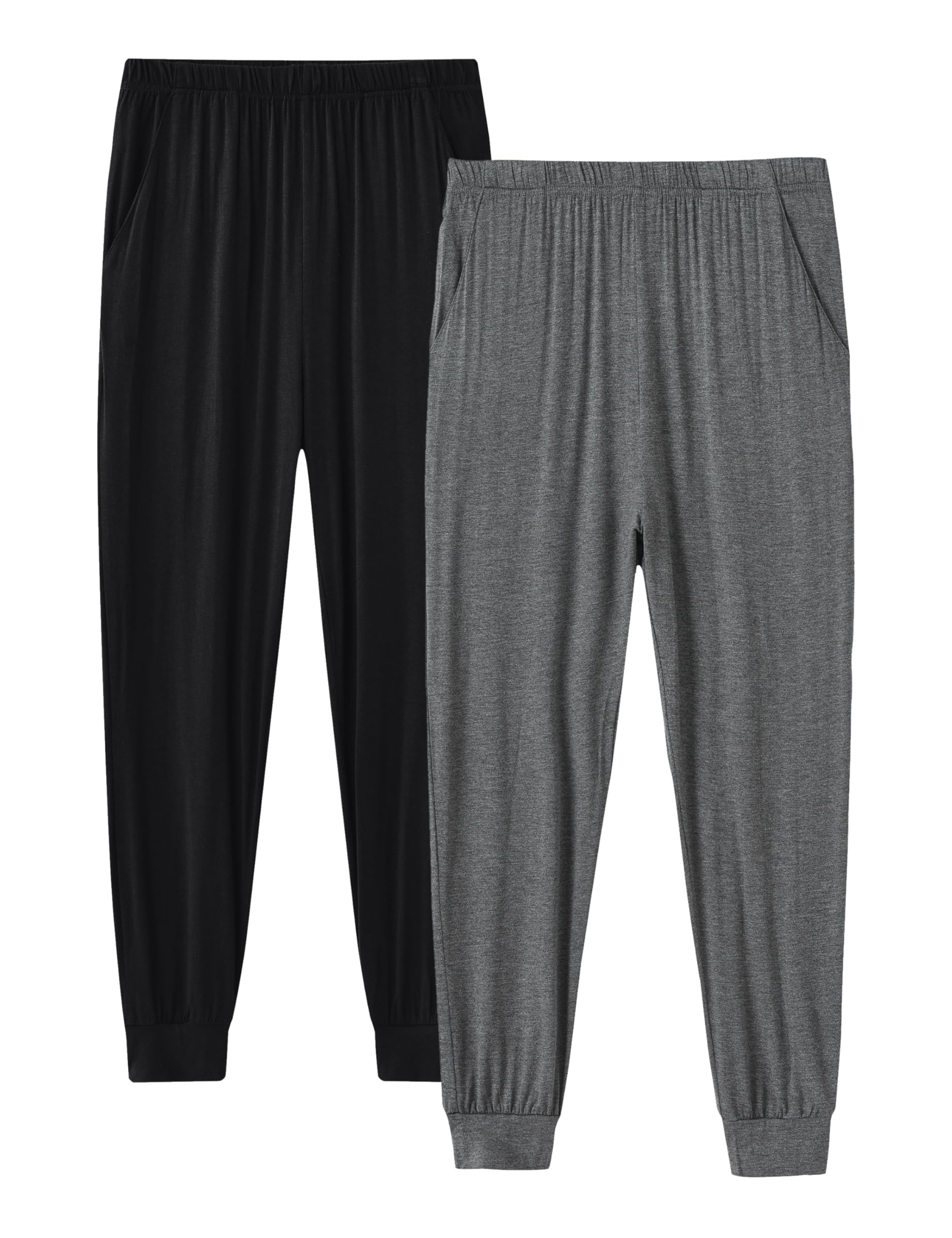 MoFiz Garçon Pantalon de Pyjama Modal Souple Fille Vêtements de Nuit Décontractés Lot de 2 avec Poches pour Enfants 7-18 Ans