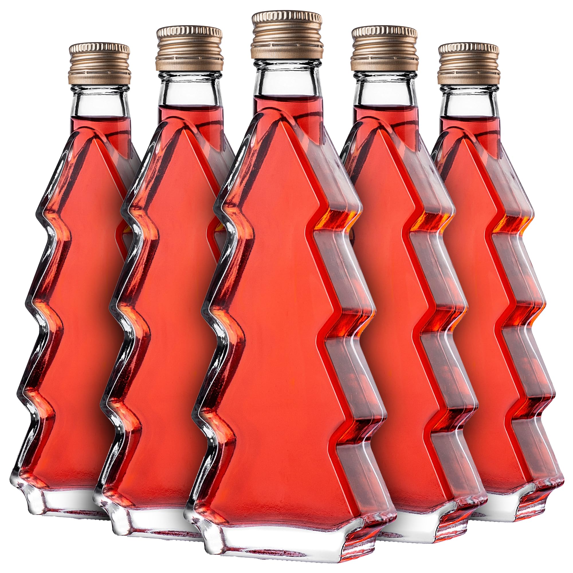 KADAX 5er Set Glasflaschen 200ml mit Schraubverschluss – Leere kleine Flaschen zum Befüllen für Likör, Schnaps, Öl, Essig & Sirup, Glass Bottles, Refillable