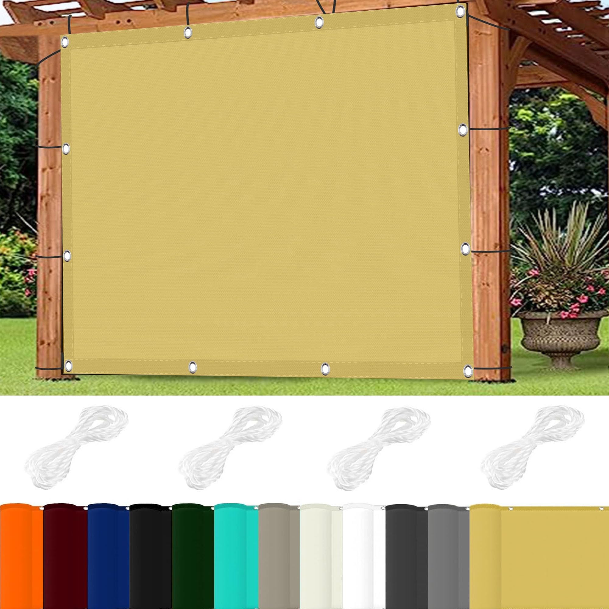 Sun Shade Sails 1 x 1.5 m(3.28 x 4.92ft) Waterproof Garden Shade Mesh with Free Rope for Outdoors,Garden,Yard, Cream Color