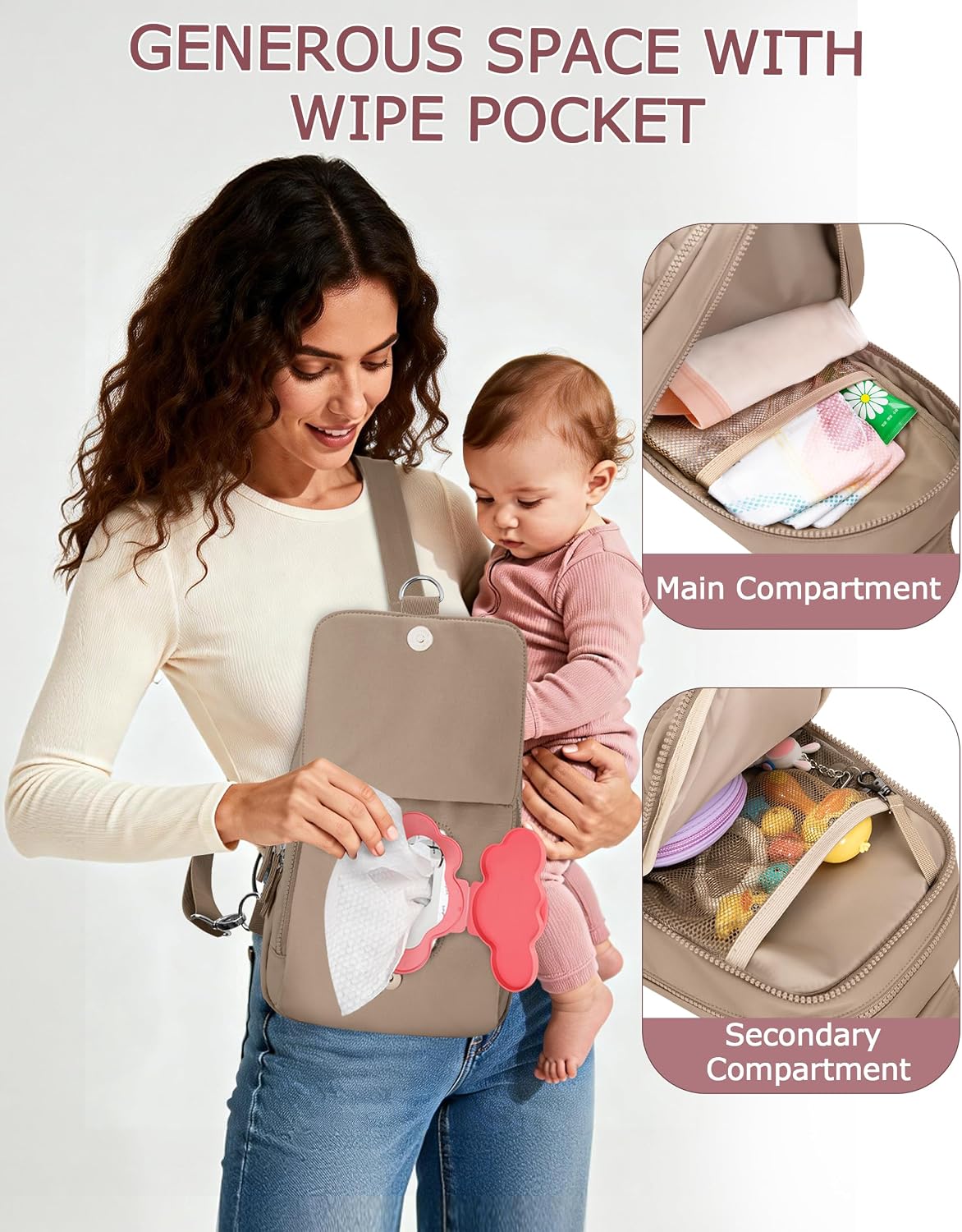 Mini Diaper Bag with Portable Changing Pad, Small Crossbody Diaper Purse with Wipe Pouch for Travel and Daily Use