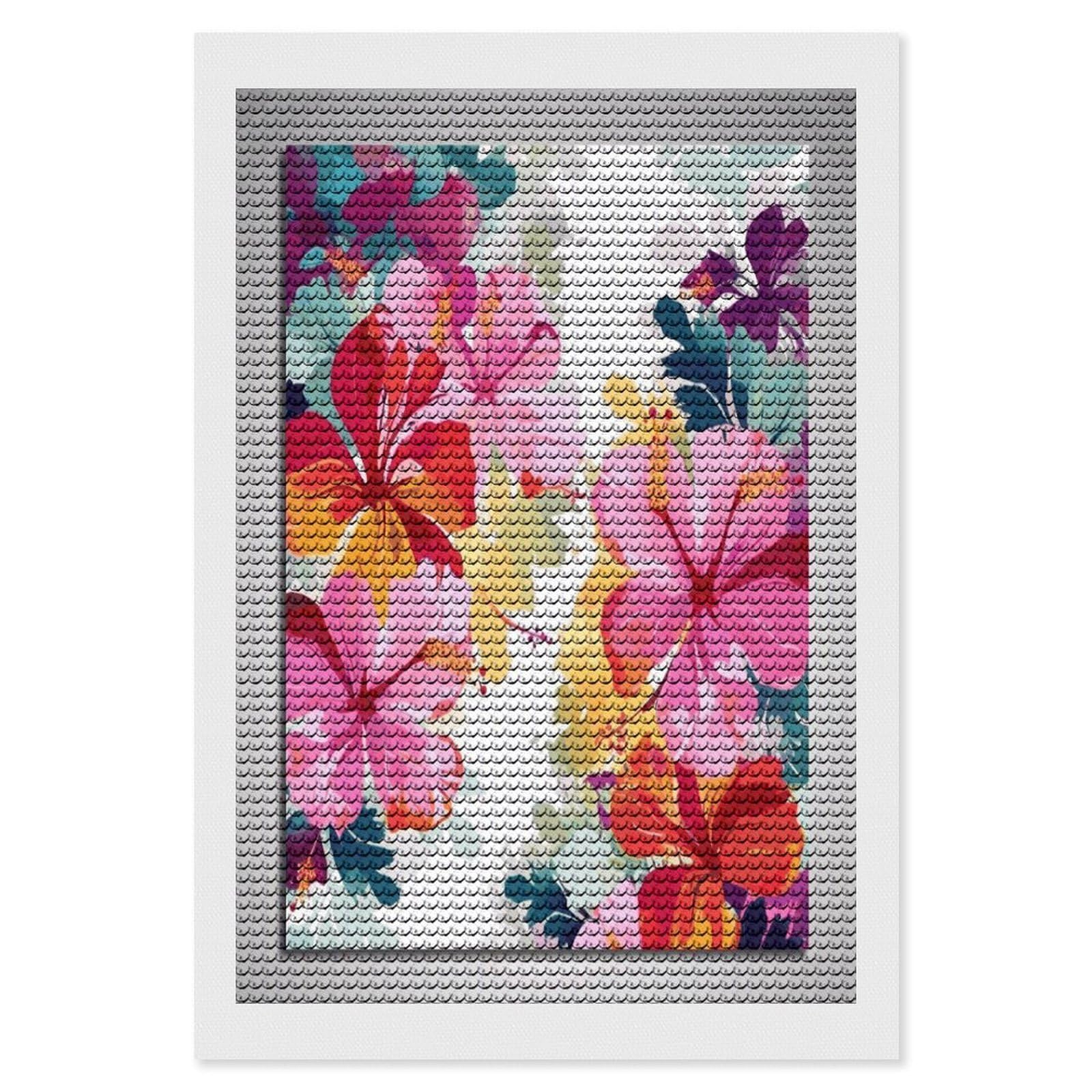 FekiLoot Hawaiian Flower Print Paint by Numbers Kit for Adults Beginner DIY Diamond Dots Paintings Round Full Drill Diamond Art Kits Picture Diamond Art Painting Kits for Home Decor 8"x12"